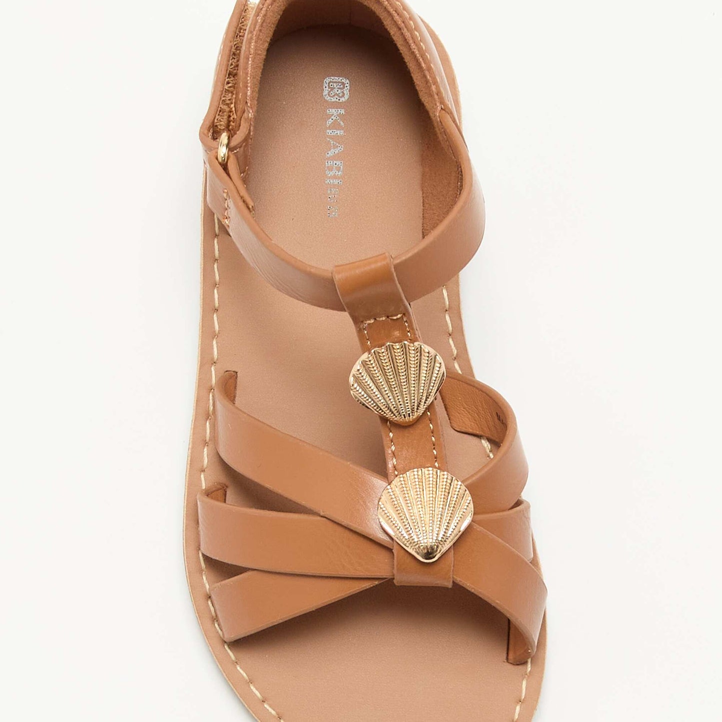 Flat Sandals with Fancy Shell Embellishments BROWN