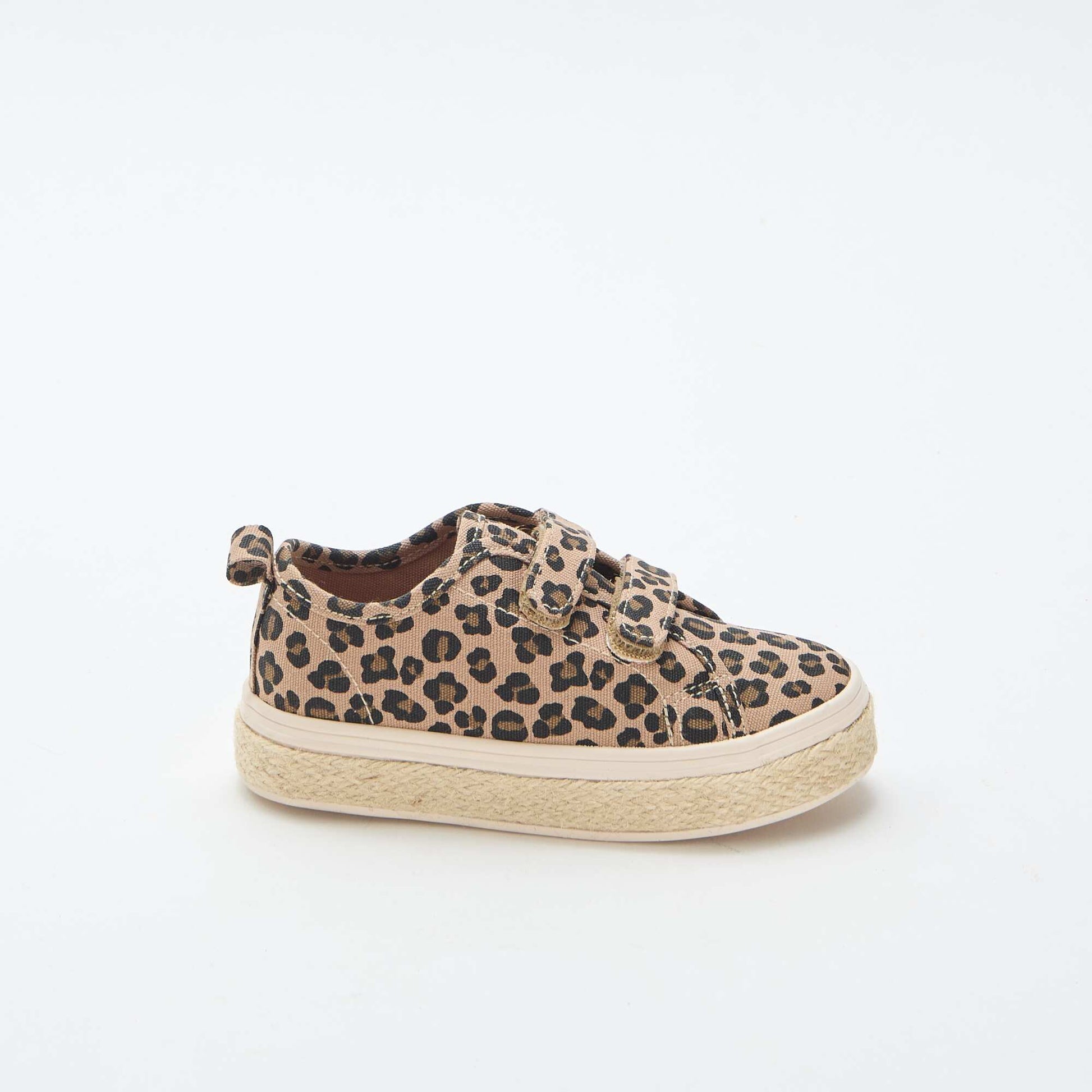 Canvas low-top sneakers with rope sole BROWN