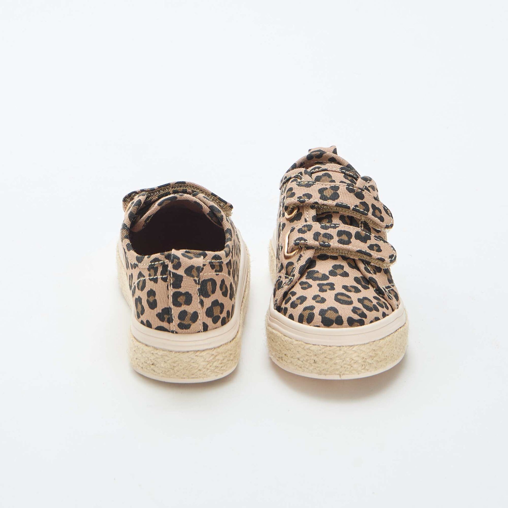 Canvas low-top sneakers with rope sole BROWN