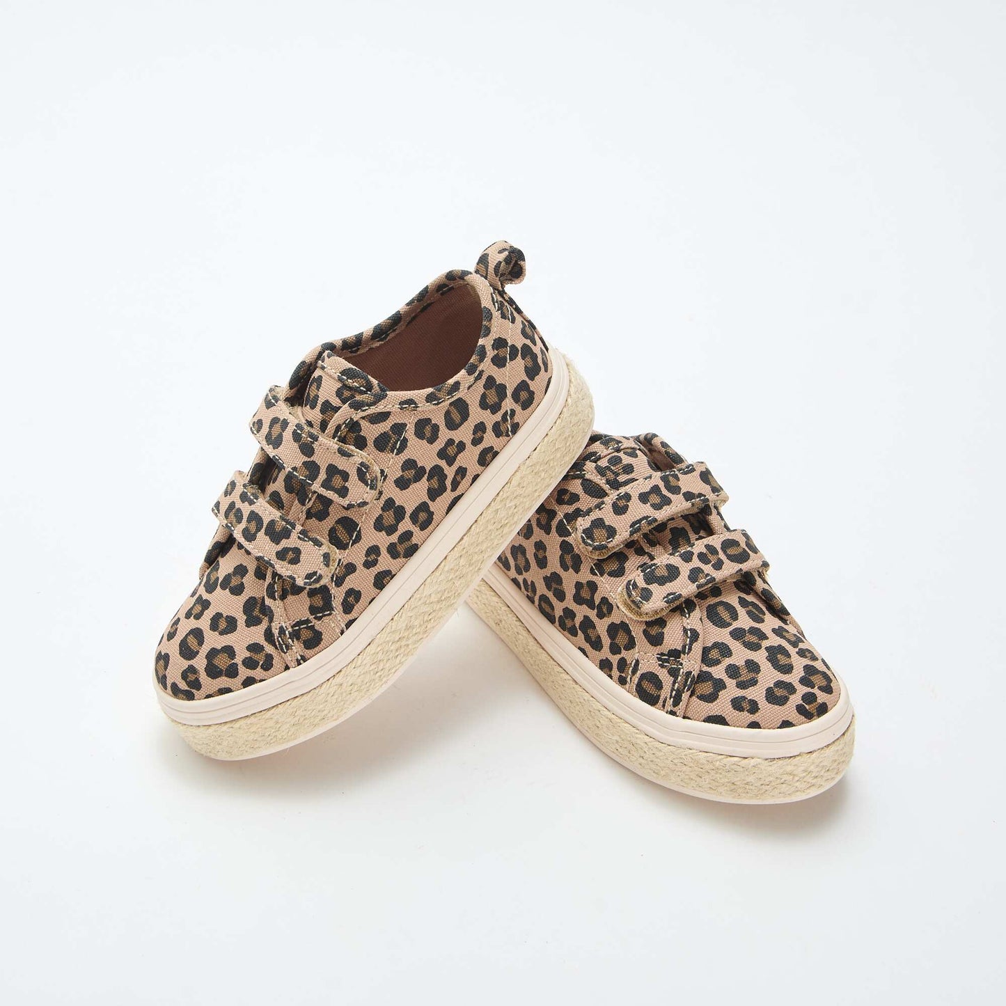 Canvas low-top sneakers with rope sole BROWN