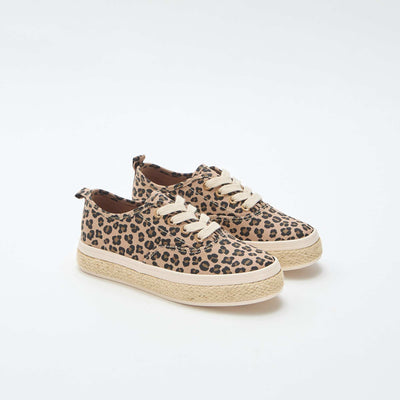 Low-top sneakers with rope sole BROWN