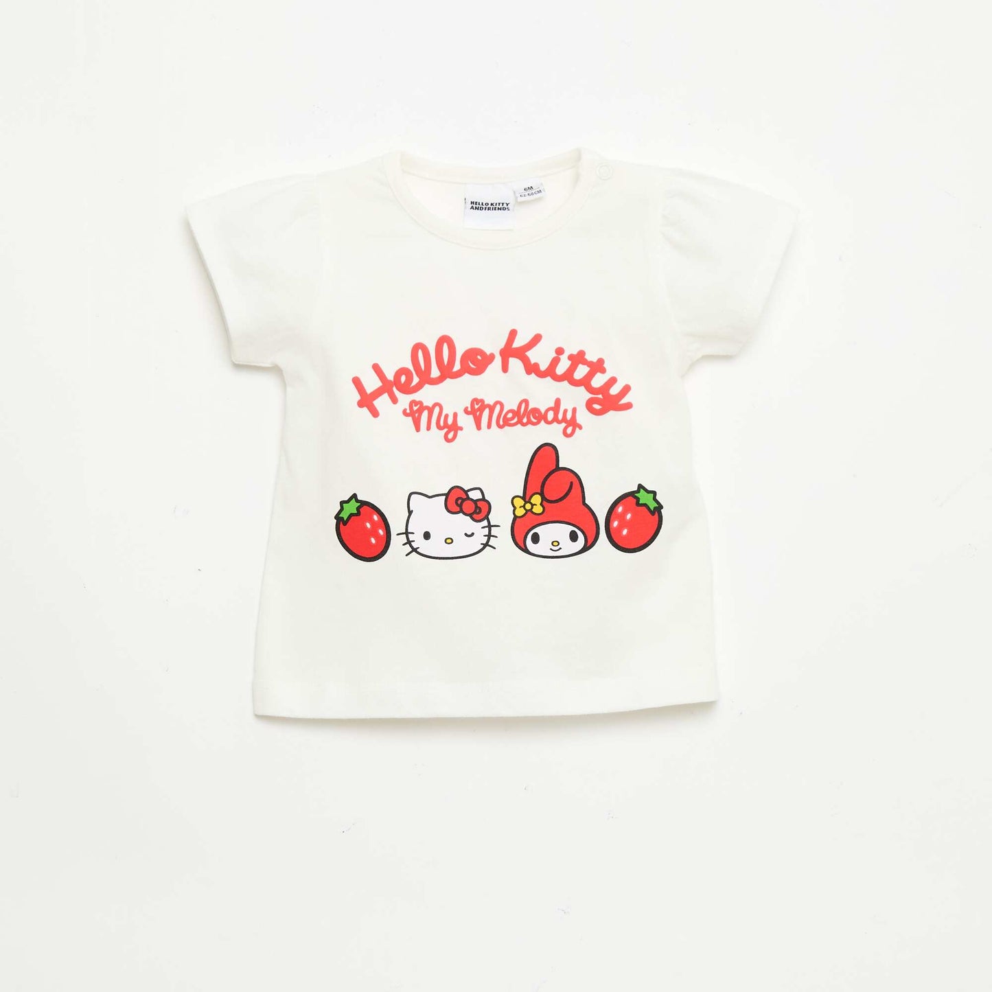 Embossed 'Hello Kitty' Printed T-shirt WHITE