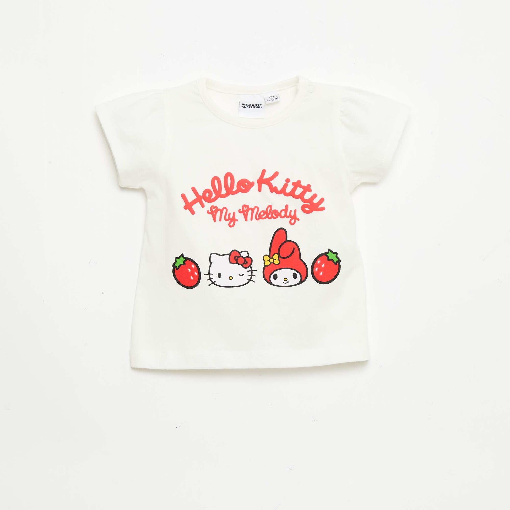 Embossed 'Hello Kitty' Printed T-shirt WHITE