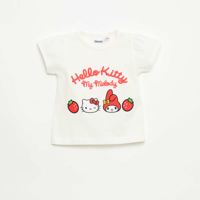 Embossed 'Hello Kitty' Printed T-shirt WHITE