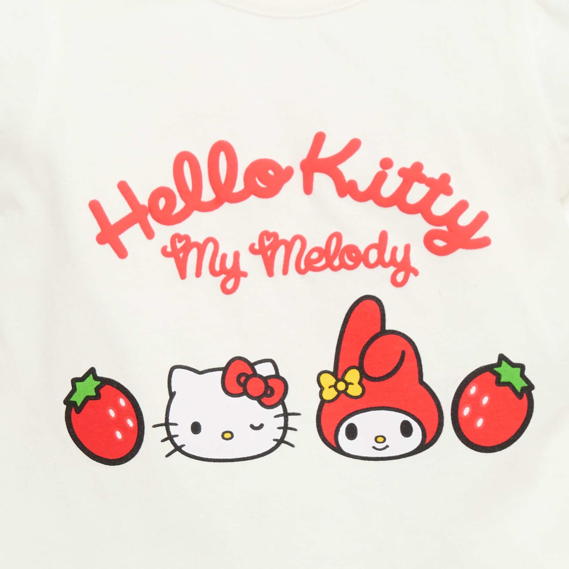 Embossed 'Hello Kitty' Printed T-shirt WHITE