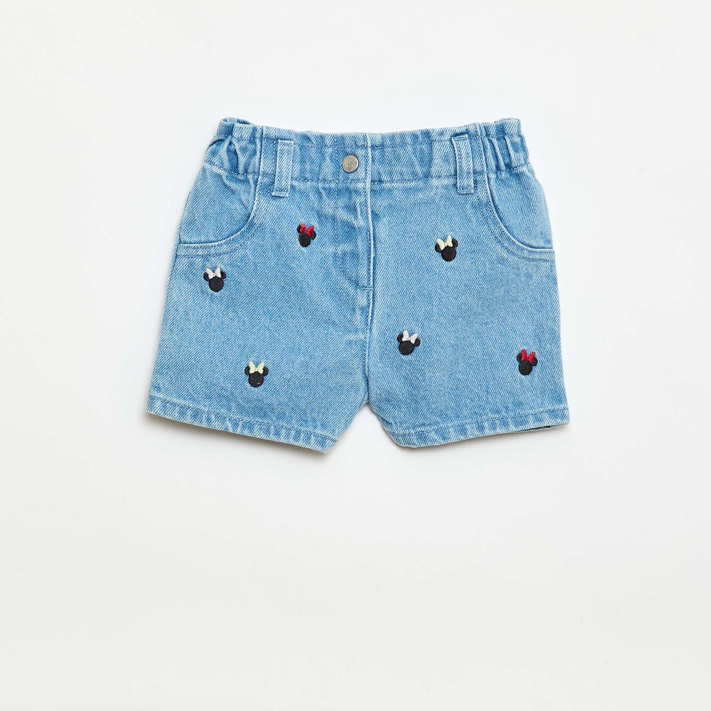 'Disney' Embroidered Denim Shorts BLUE