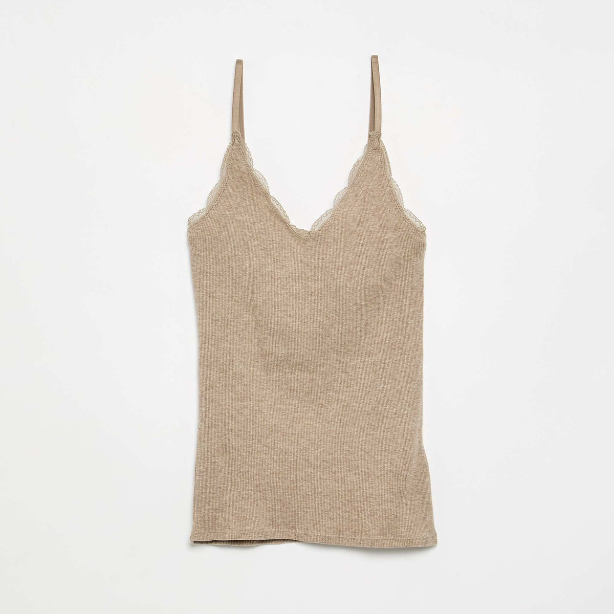 2-pack of ribbed lace-trim tank tops DARK BROWN