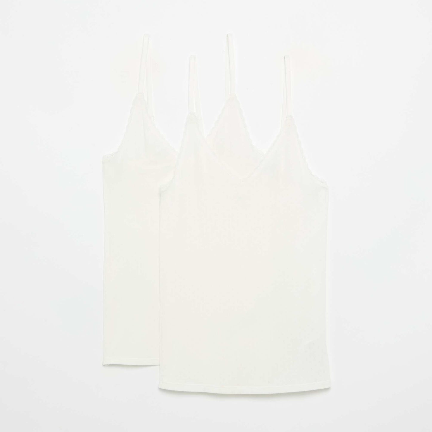 Plain Pointelle Knit Cami Top WHITE