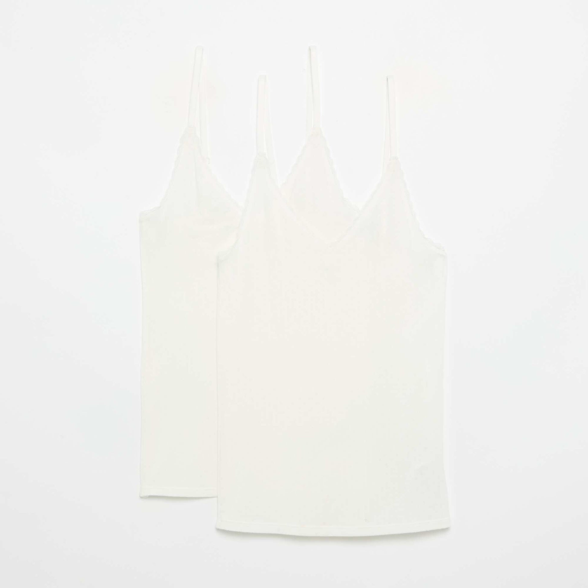 Plain Pointelle Knit Cami Top WHITE