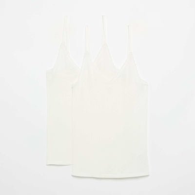 Plain Pointelle Knit Cami Top WHITE