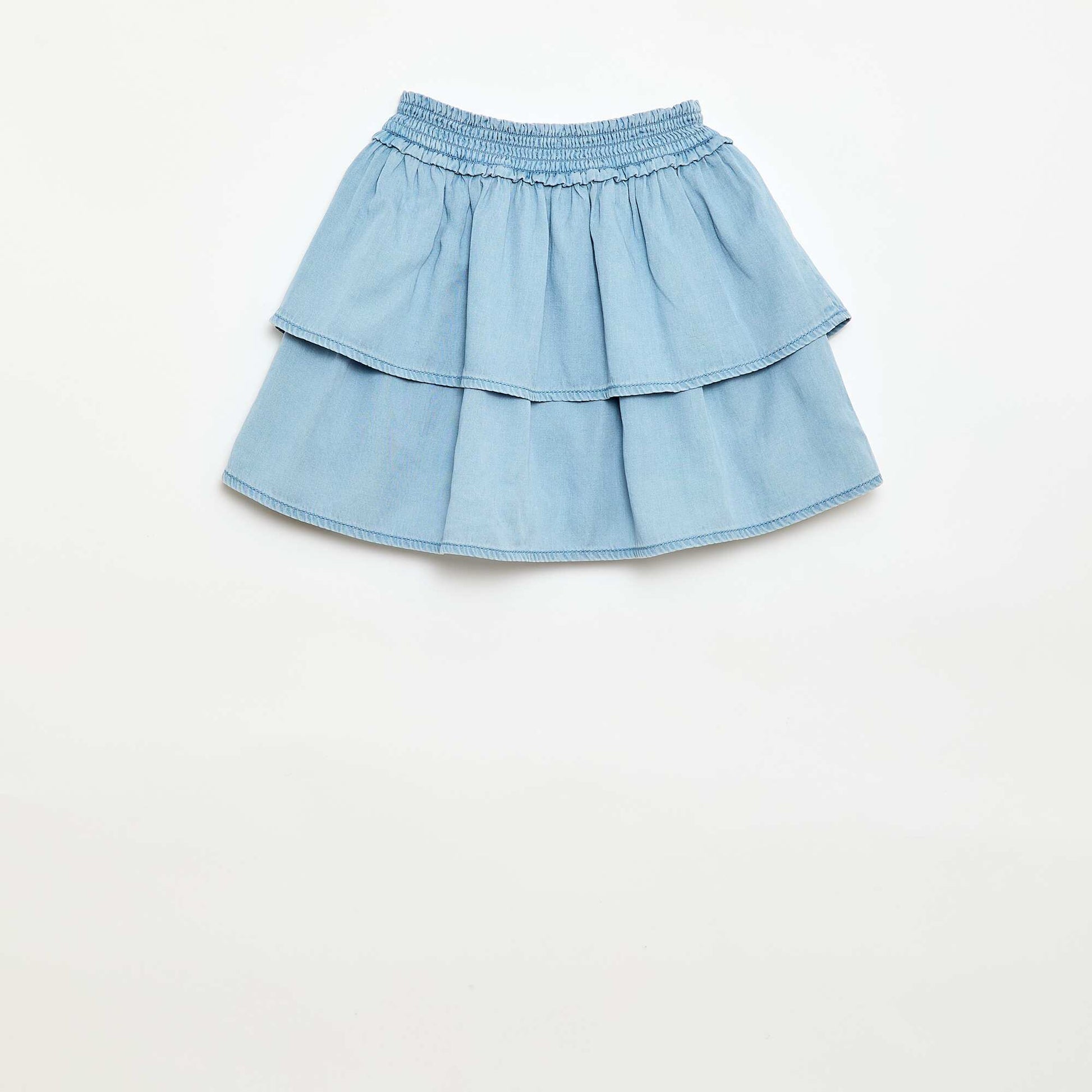 Cotton flared skirt with elasticated waist BLUE