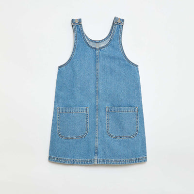 Denim Short Dungaree Dress BLUE