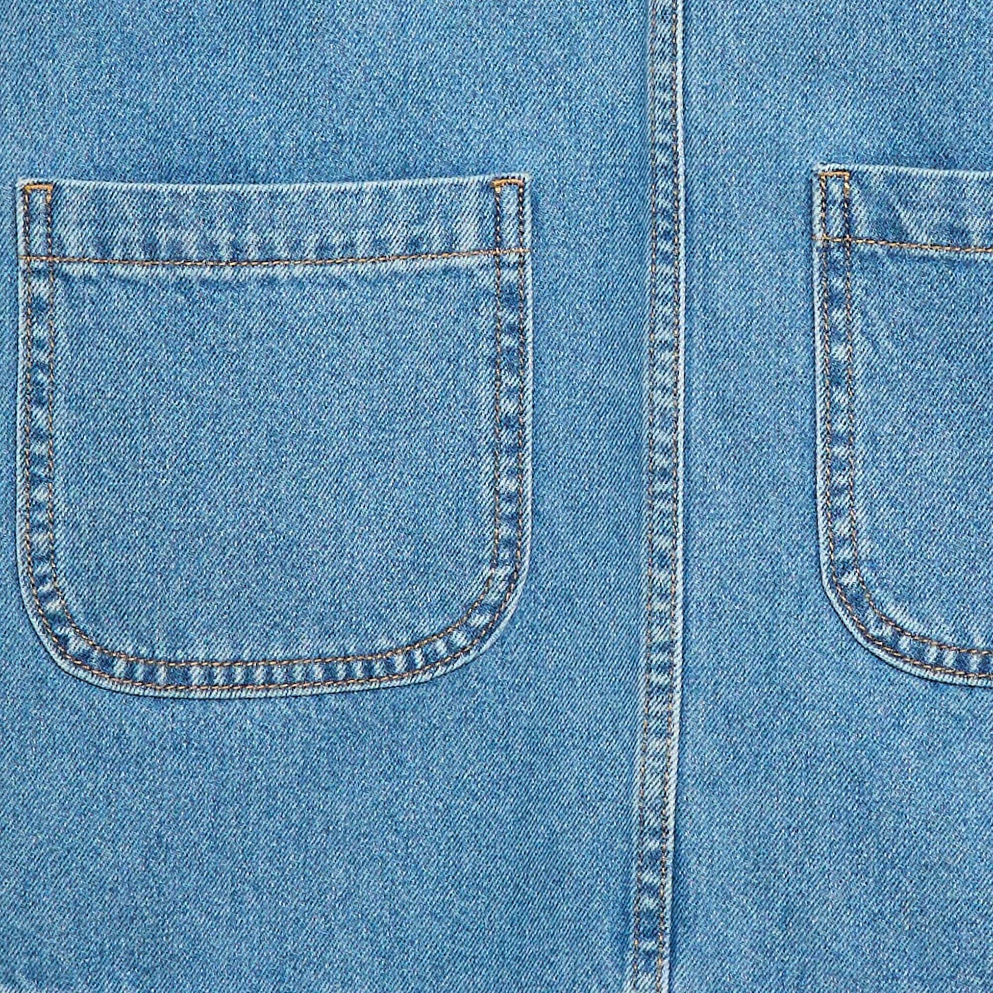 Denim Short Dungaree Dress BLUE