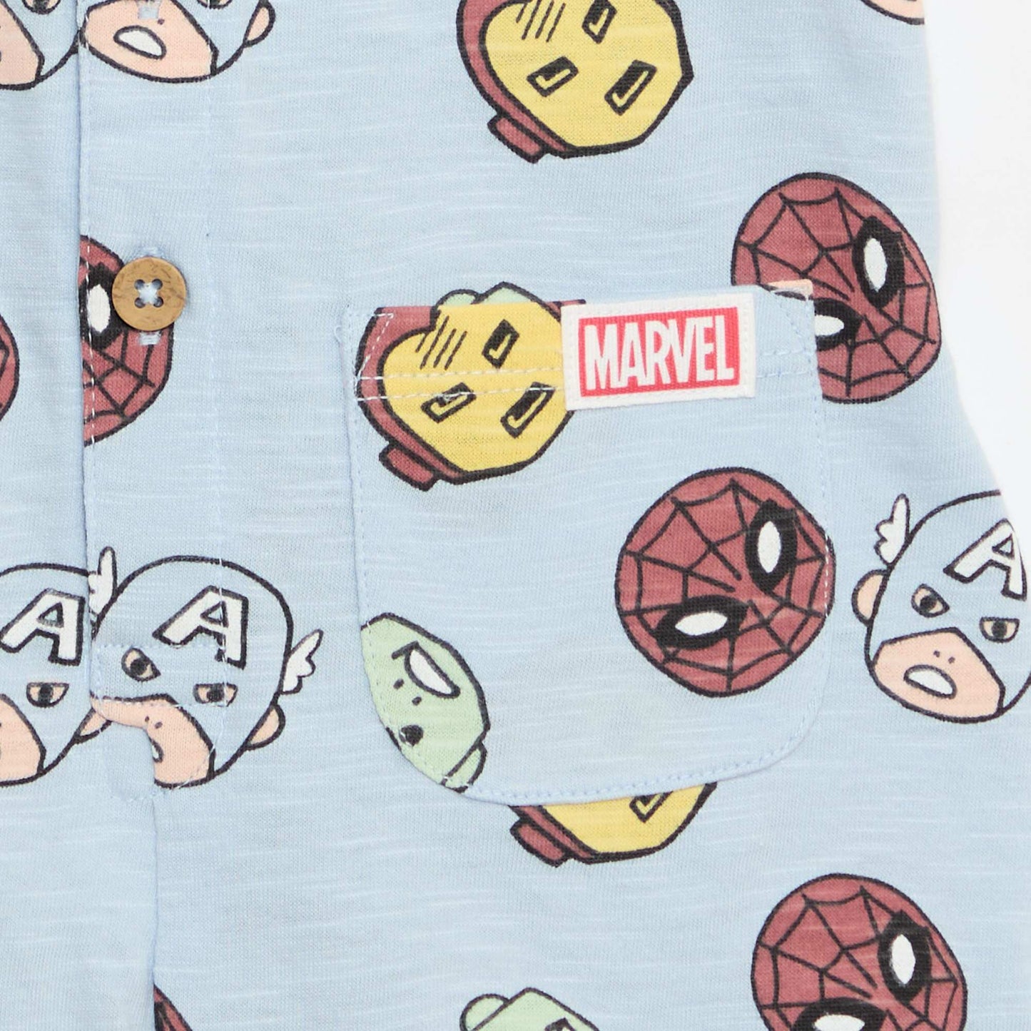 Sleeveless 'Marvel' Print Romper BLUE
