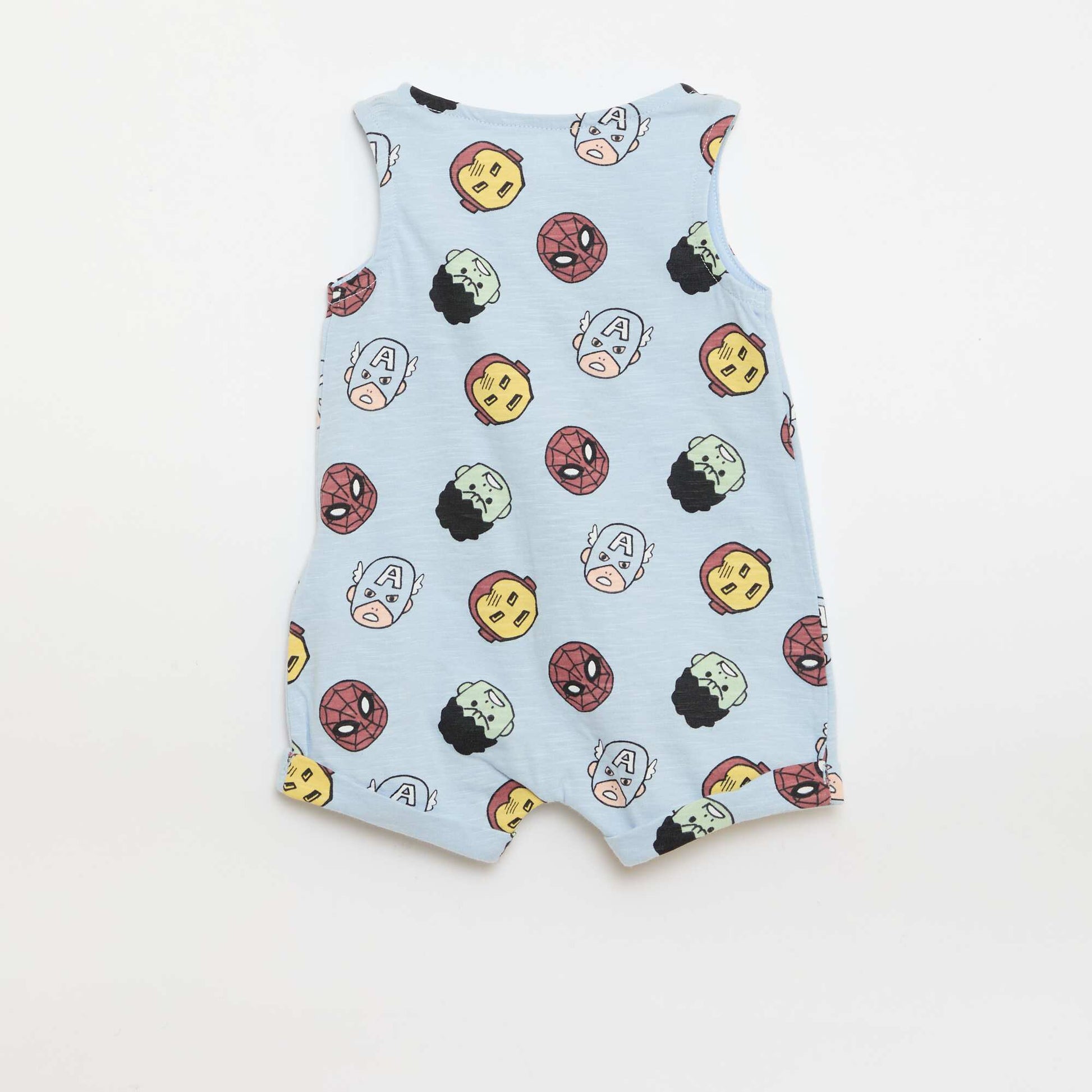 Sleeveless 'Marvel' Print Romper BLUE