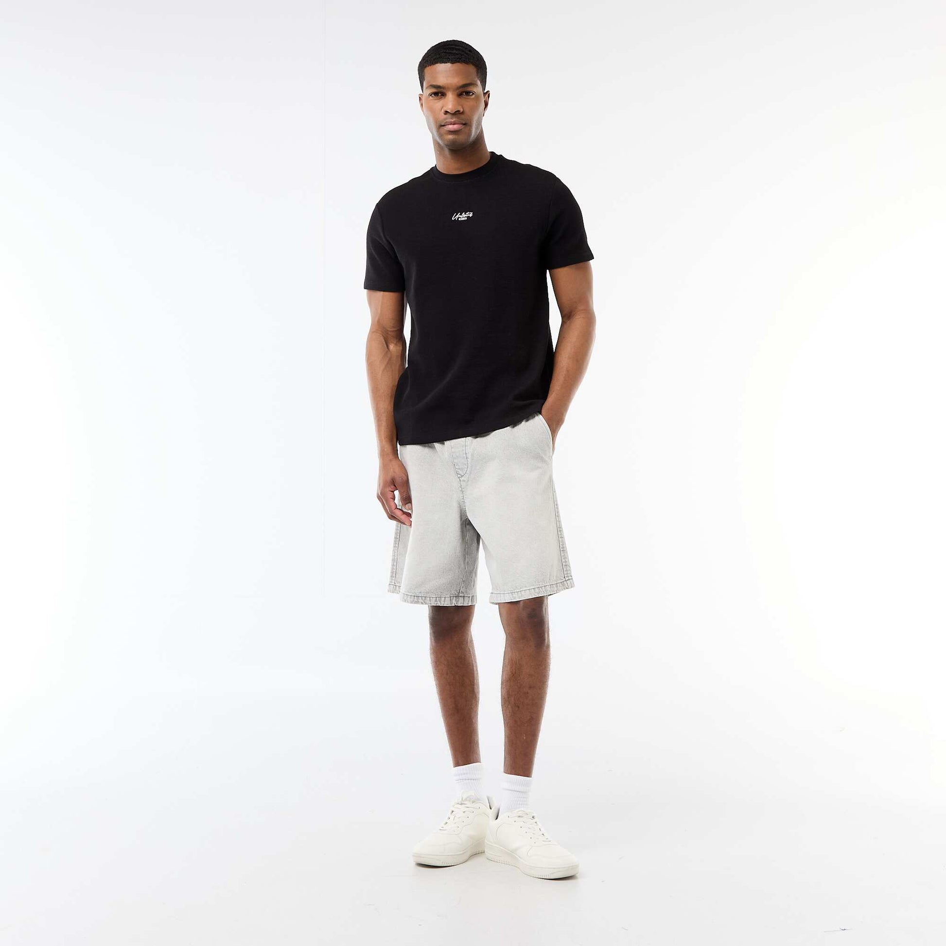 Short-Sleeved Cotton Piqué T-Shirt GREY