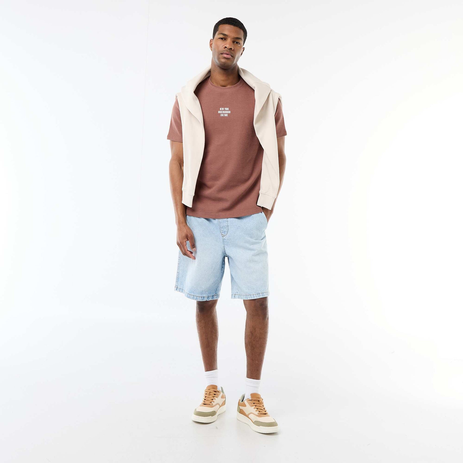Short-Sleeved Cotton Piqué T-Shirt GREY