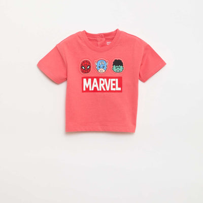 'Marvel' Print T-shirt RED