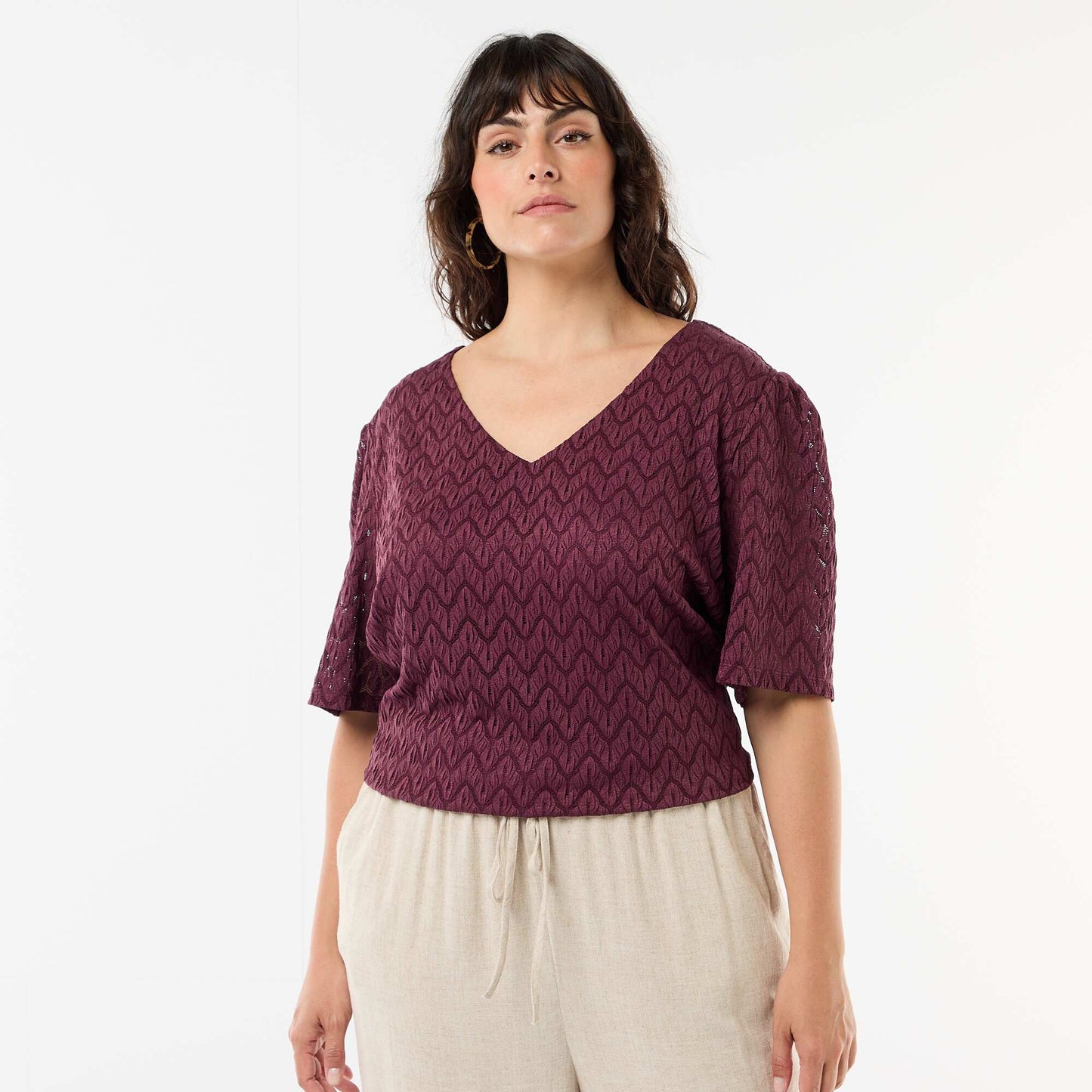 Lace Knit T-Shirt PINK
