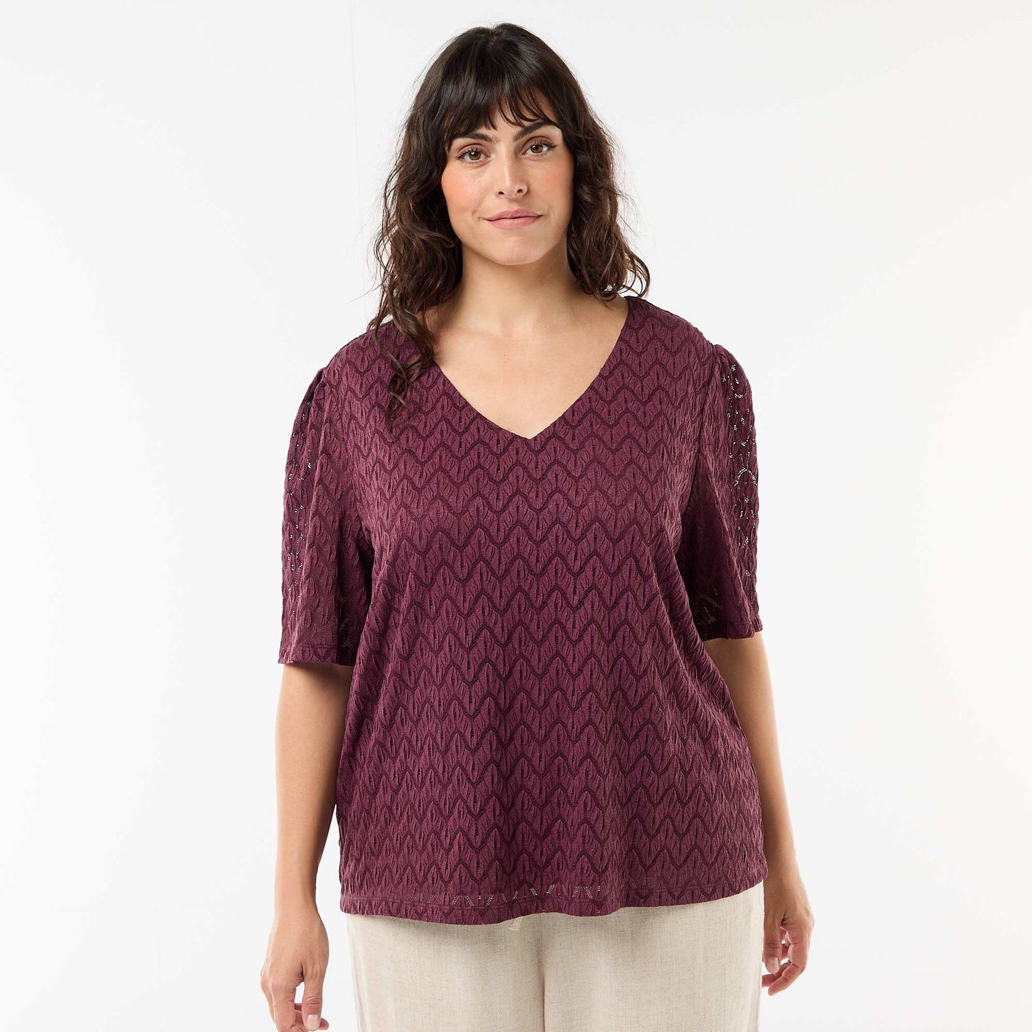 Lace Knit T-Shirt PINK