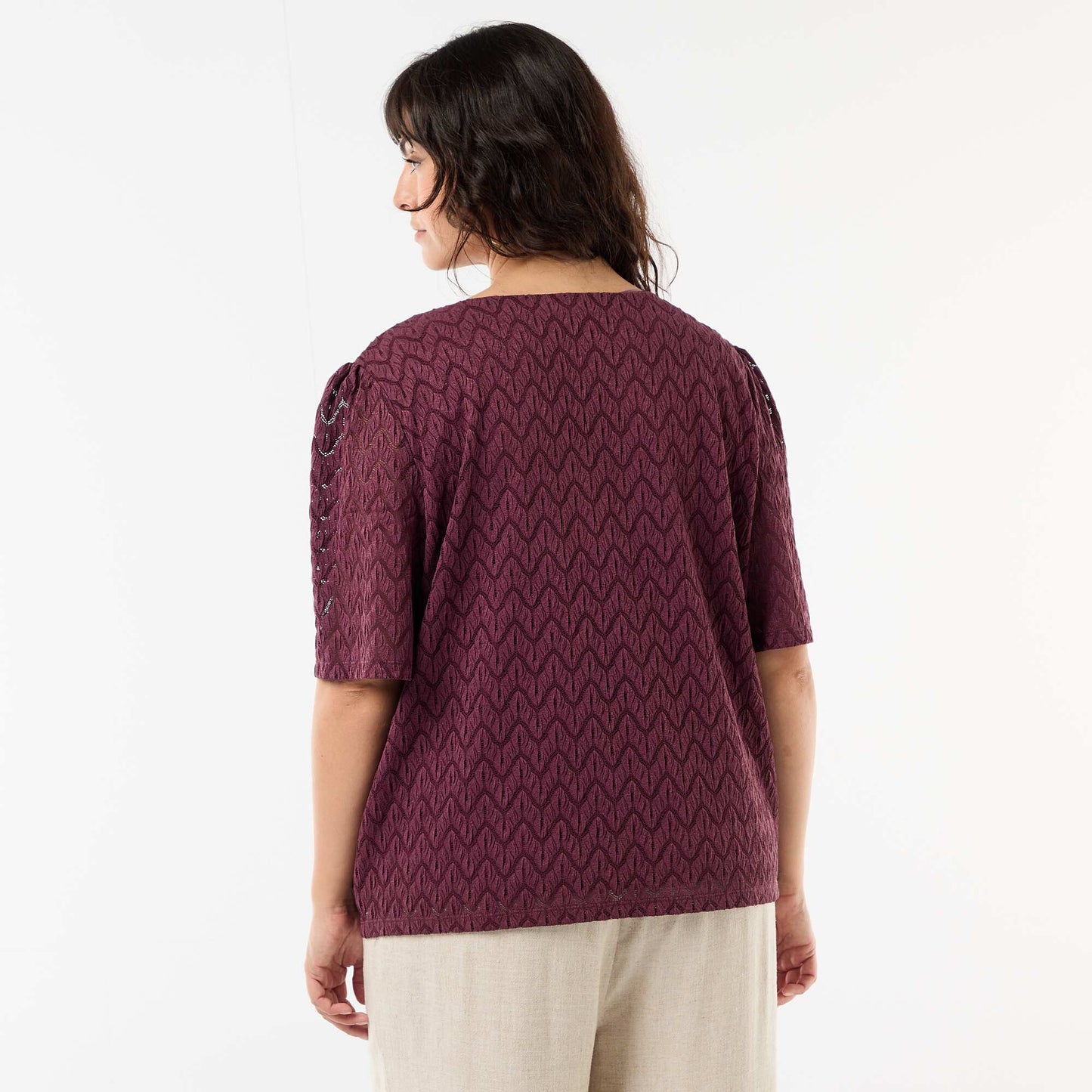 Lace Knit T-Shirt PINK