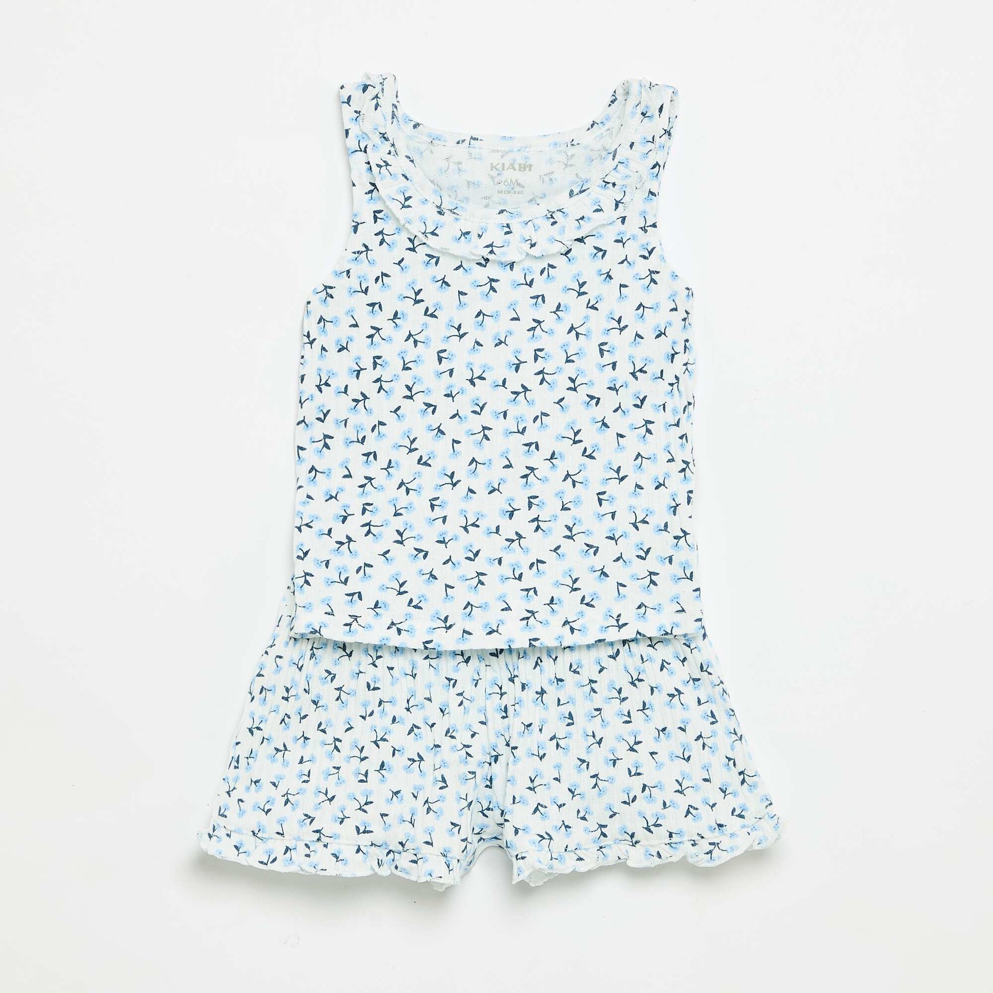 Pointelle Knit Shorts and Tank Top Set BLUE