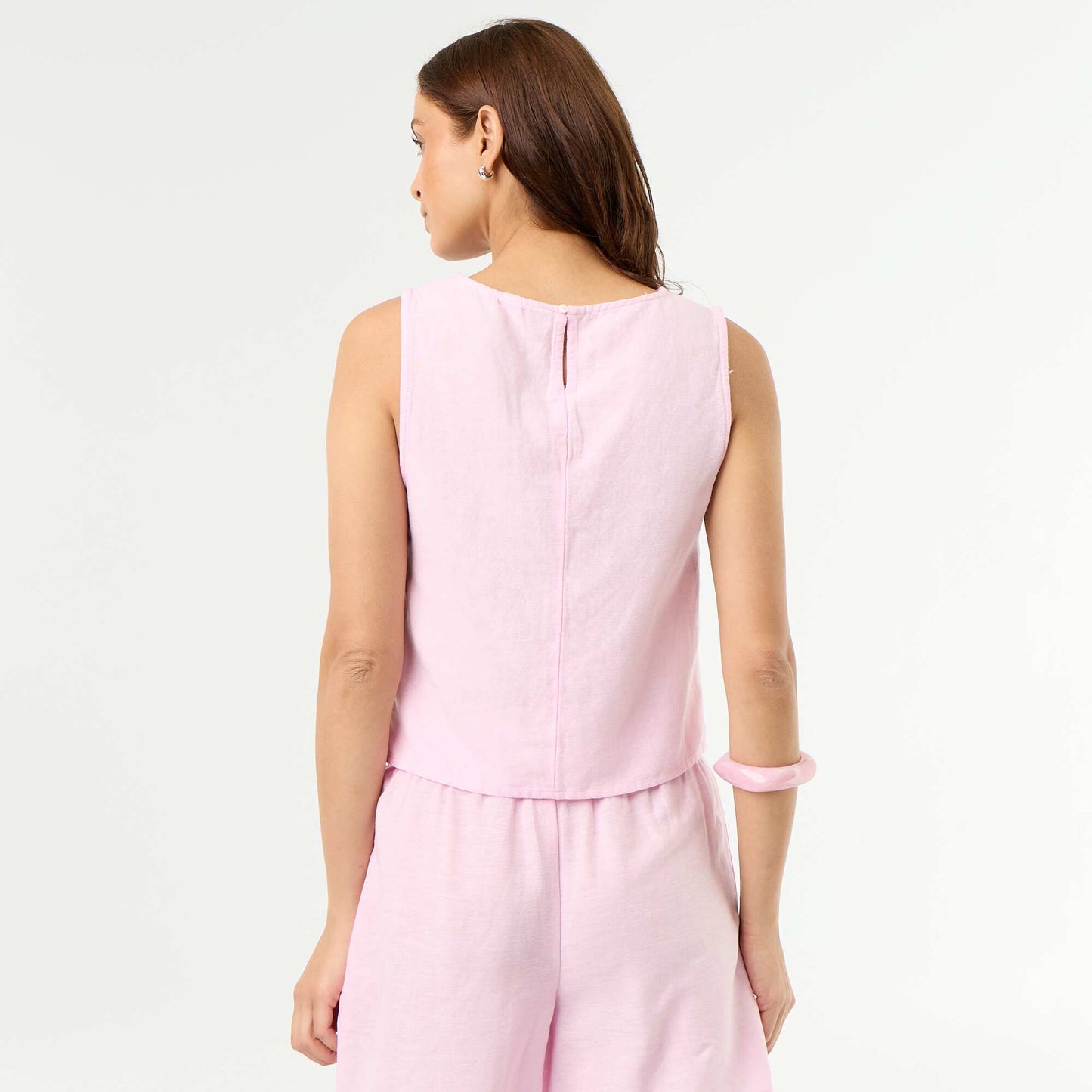 Sleeveless round neck top PINK