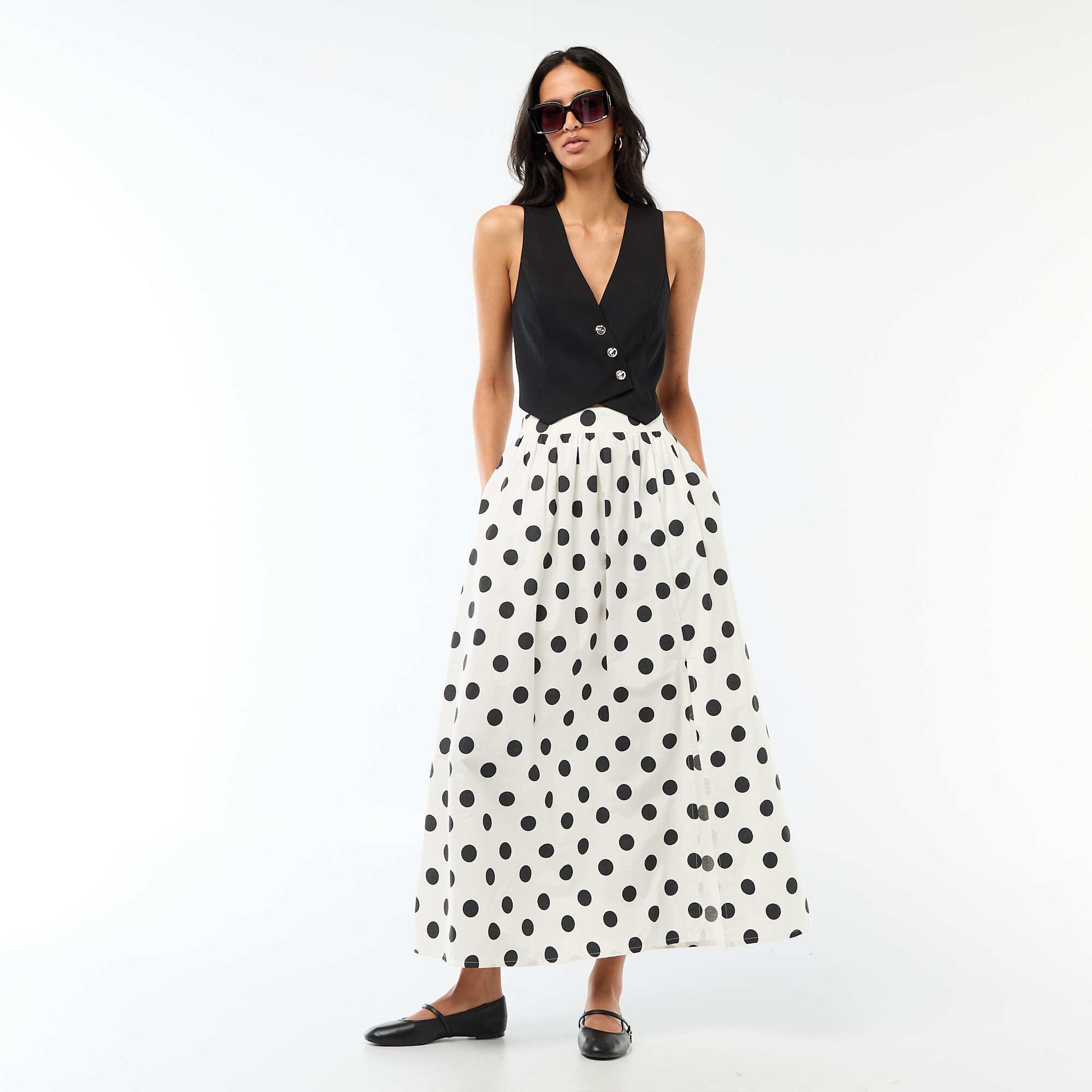 Asymmetrical Button-Front Suit Vest BLACK