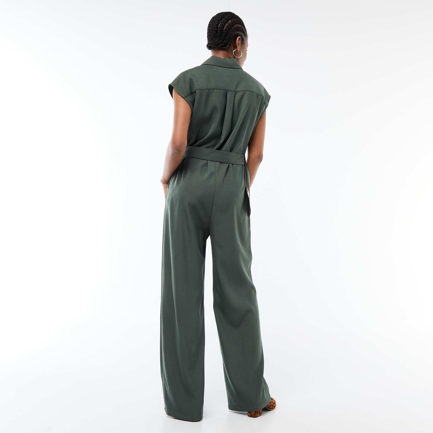 Belted Wide-Leg Jumpsuit GREEN