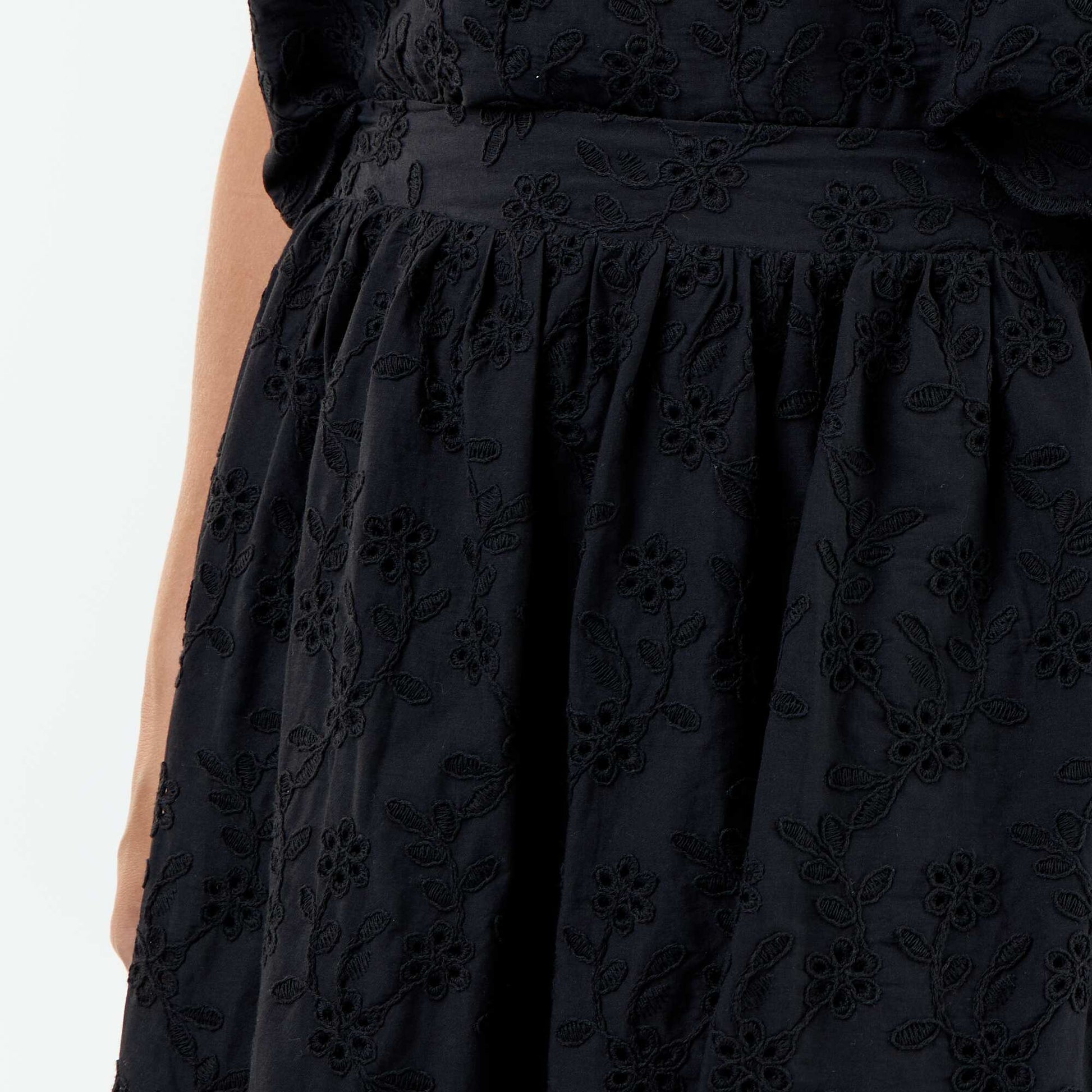 Long Skirt with Broderie Anglaise BLACK