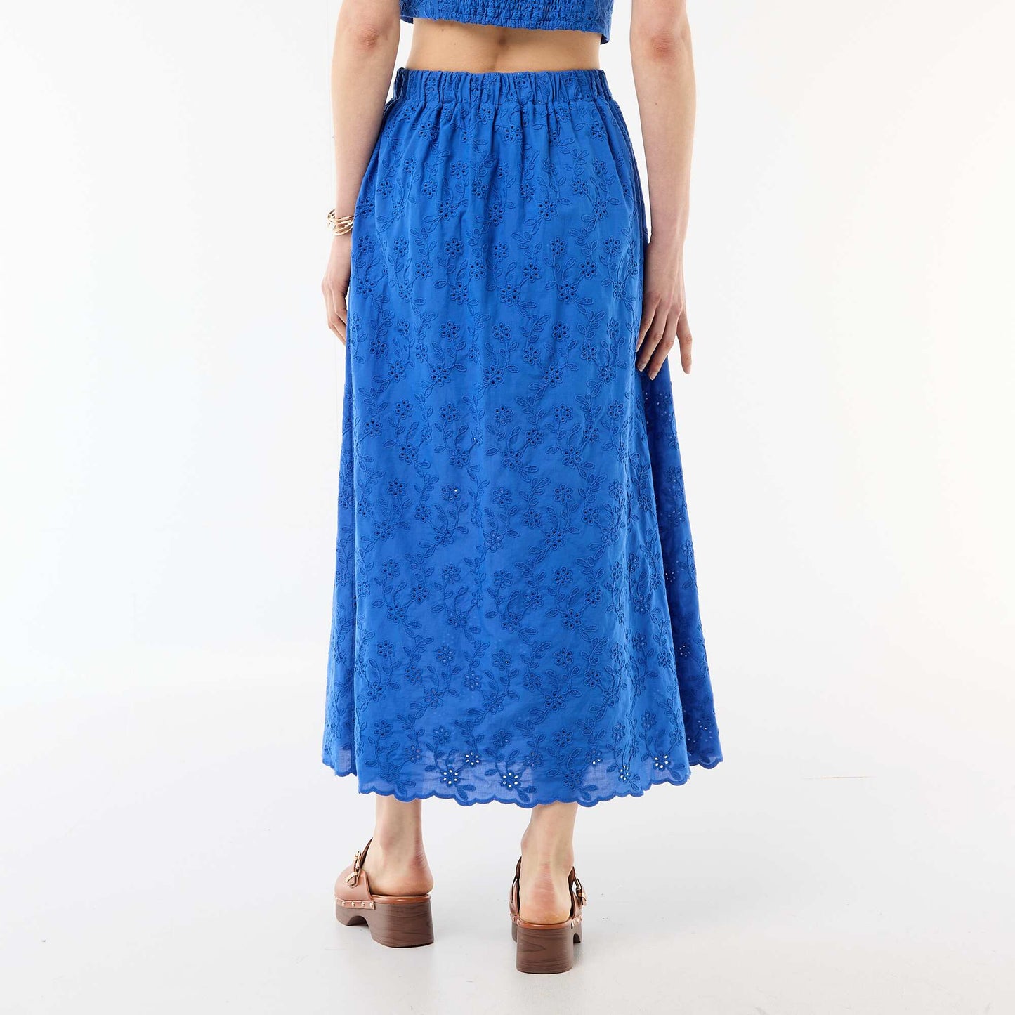 Long Skirt with Broderie Anglaise BLUE