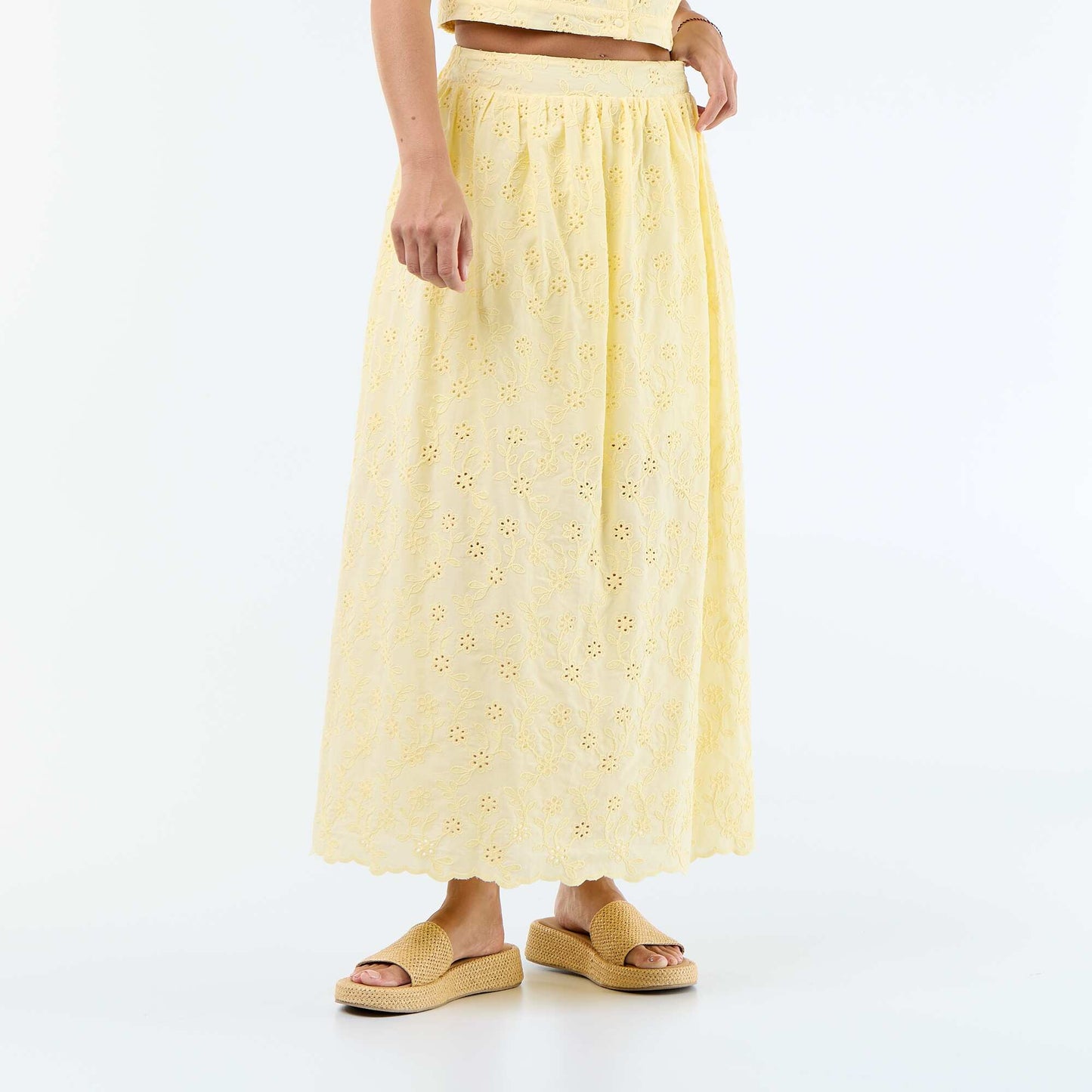 Long Skirt with Broderie Anglaise YELLOW