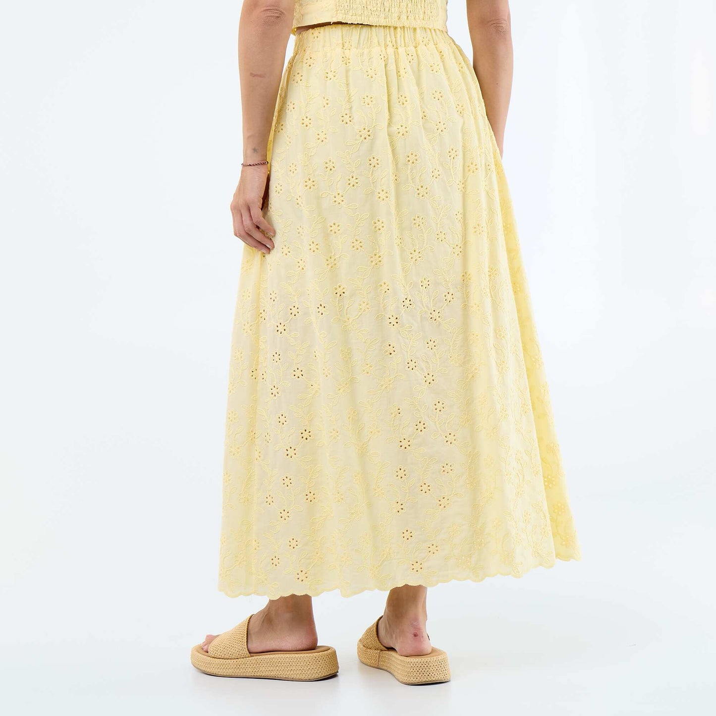 Long Skirt with Broderie Anglaise YELLOW