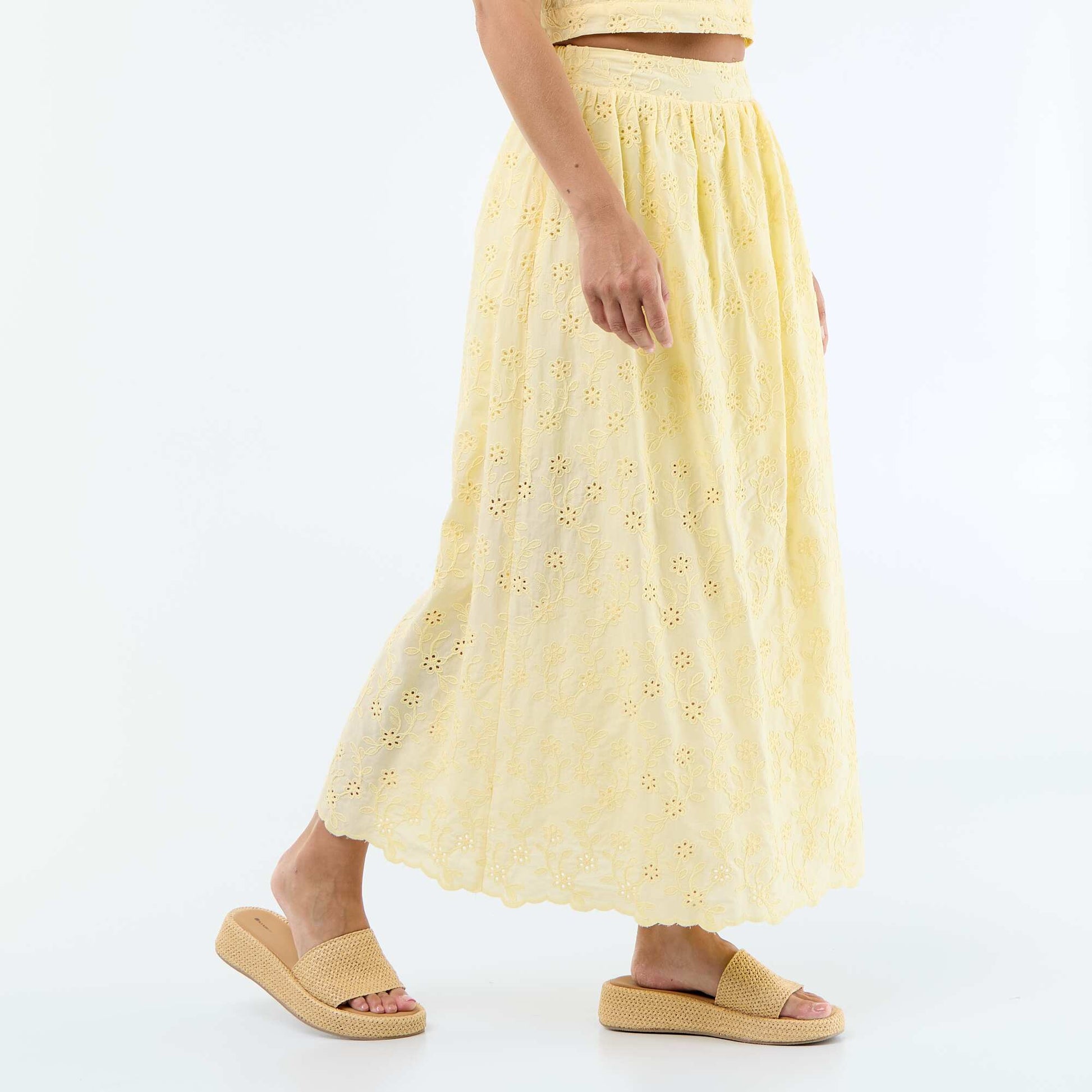 Long Skirt with Broderie Anglaise YELLOW