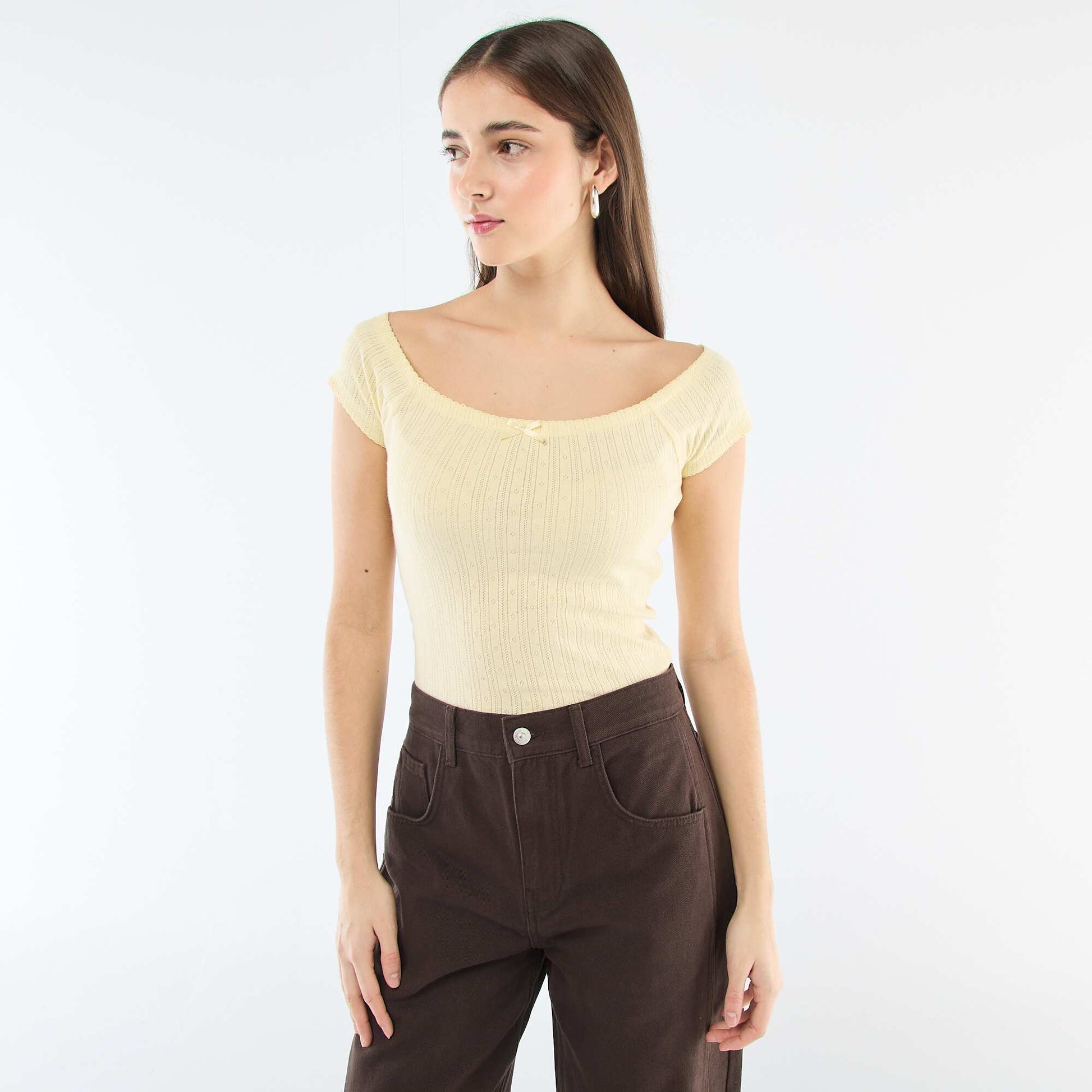 Pointelle Knit T-shirt YELLOW