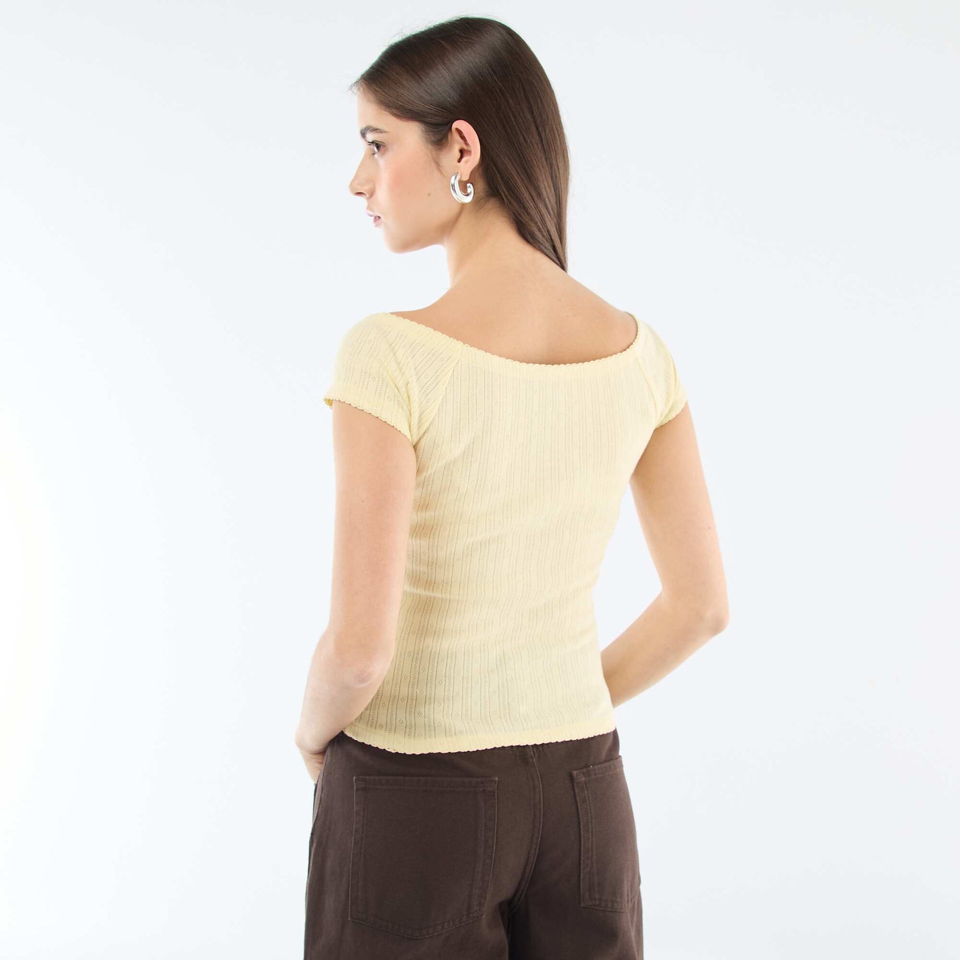 Pointelle Knit T-shirt YELLOW