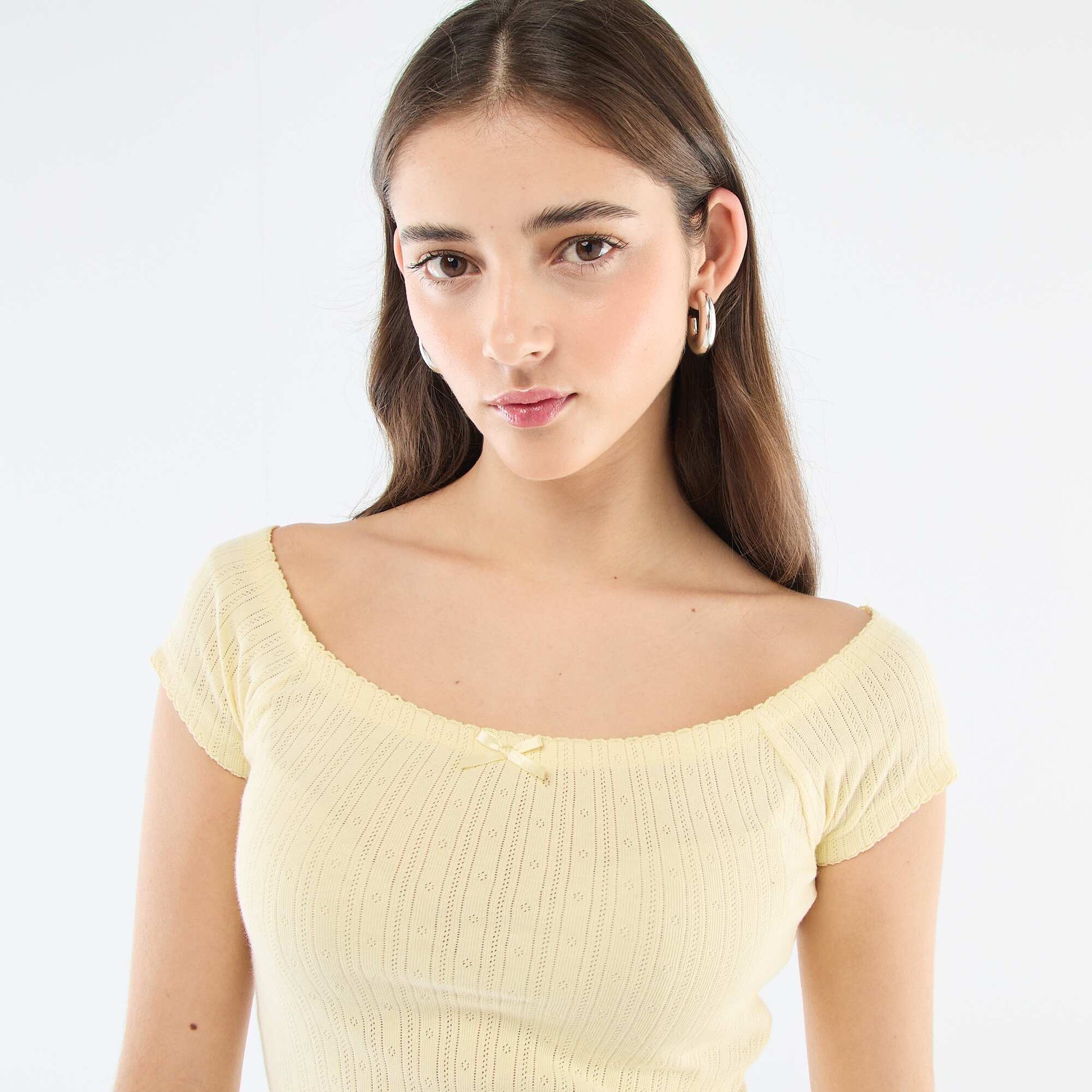 Pointelle Knit T-shirt YELLOW