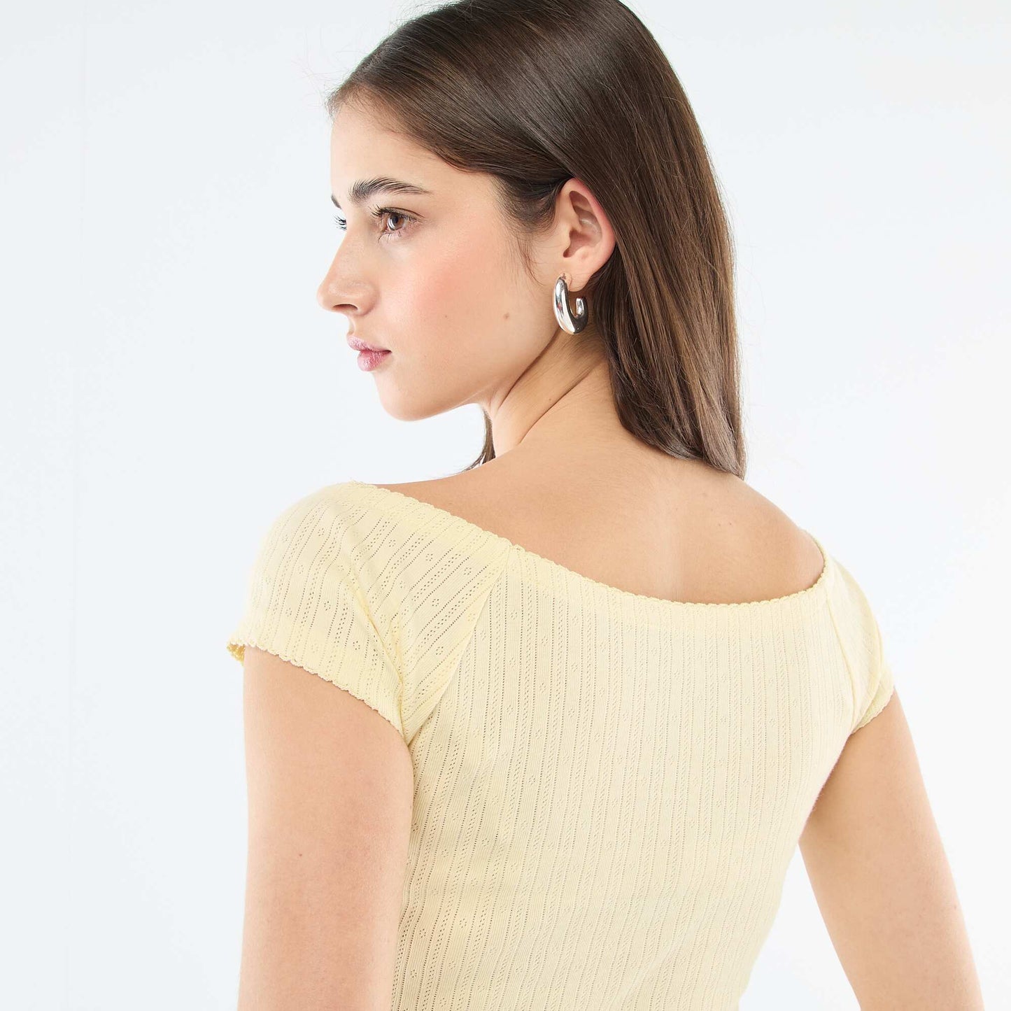 Pointelle Knit T-shirt YELLOW