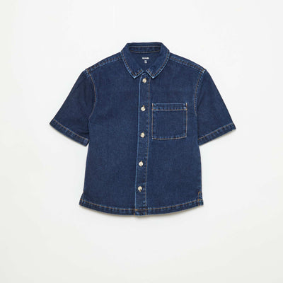 Short-Sleeve Denim Shirt BLUE
