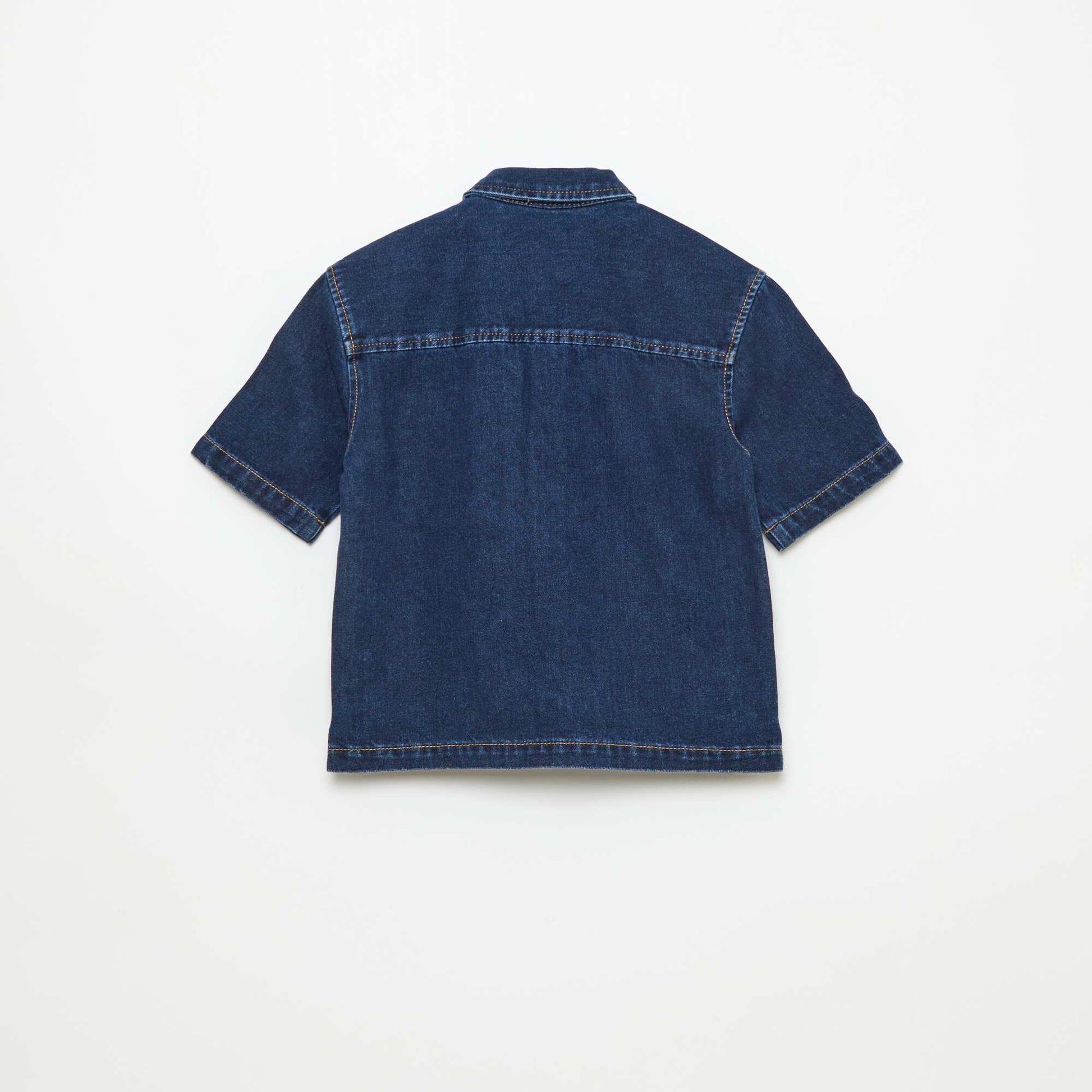 Short-Sleeve Denim Shirt BLUE