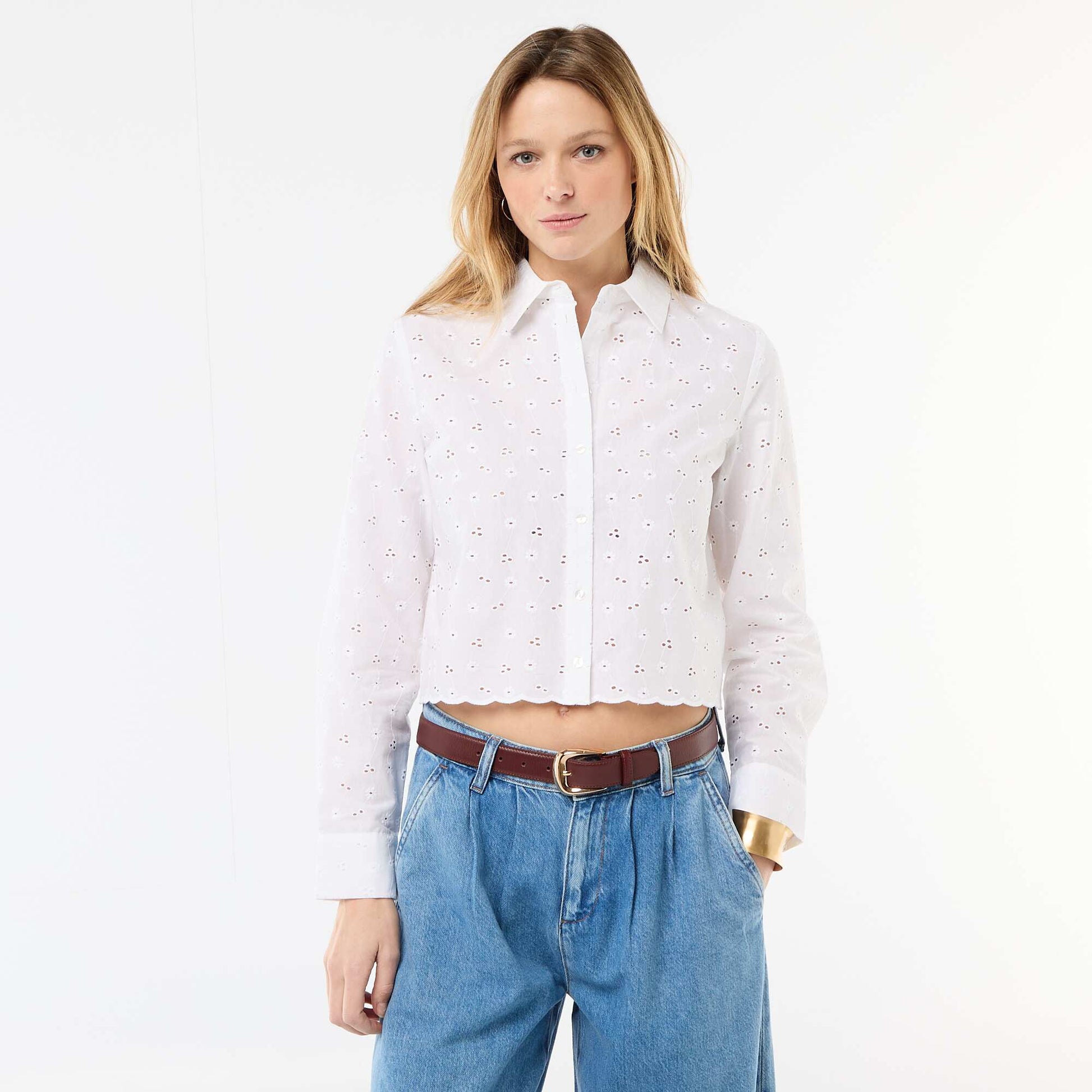 All-Over Embroidered Shirt WHITE