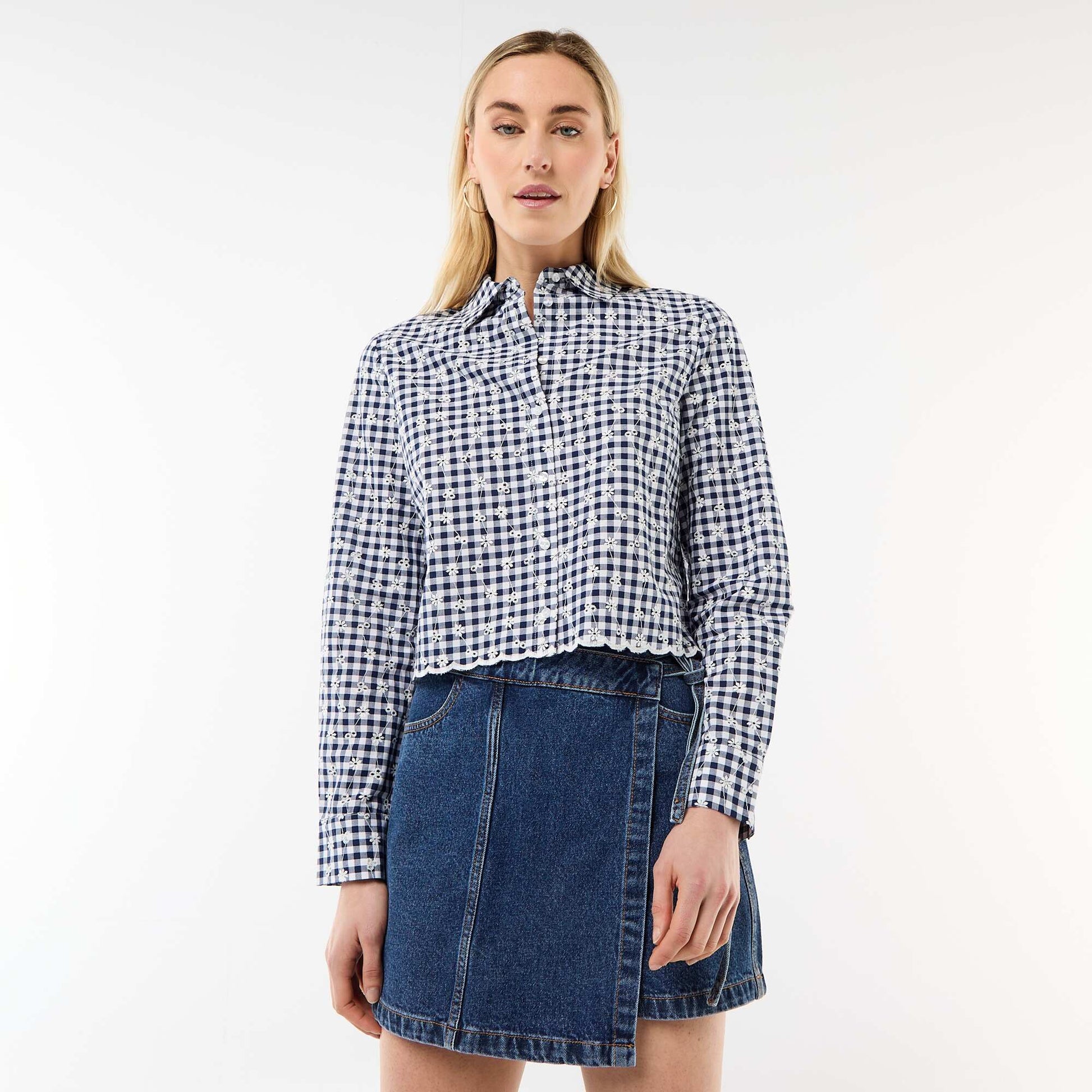 All-Over Embroidered Shirt BLUE