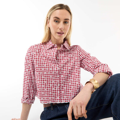 All-Over Embroidered Shirt RED