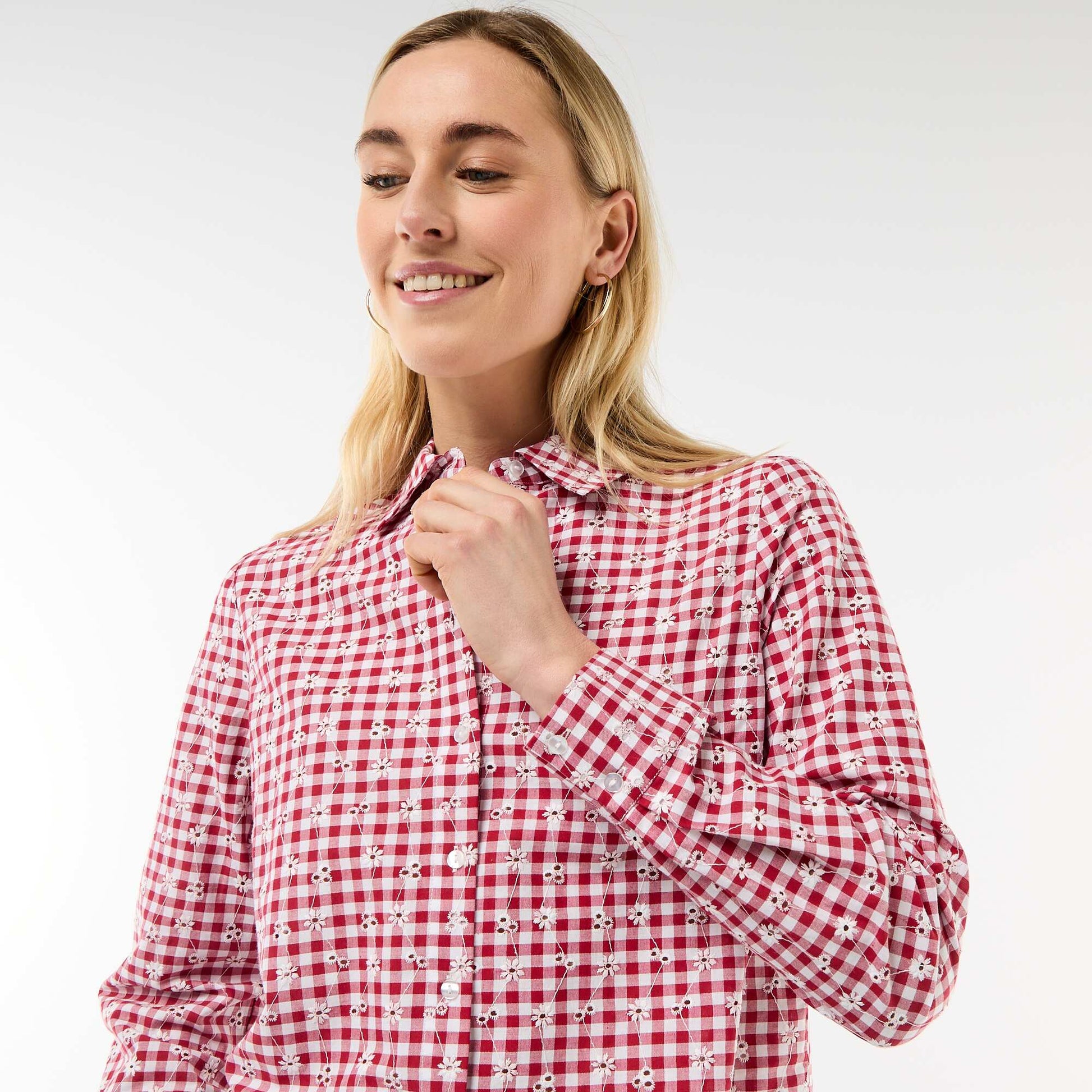 All-Over Embroidered Shirt RED