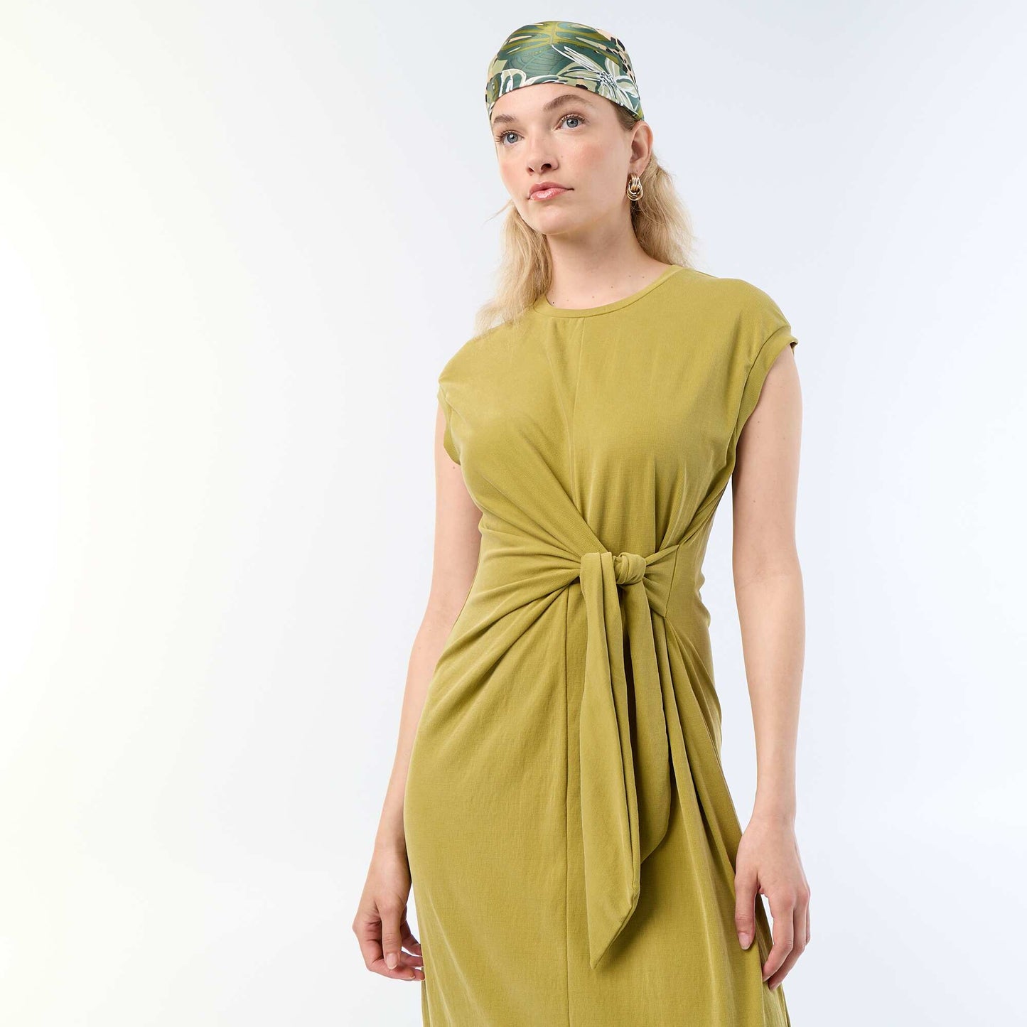 Tie-waist long dress GREEN