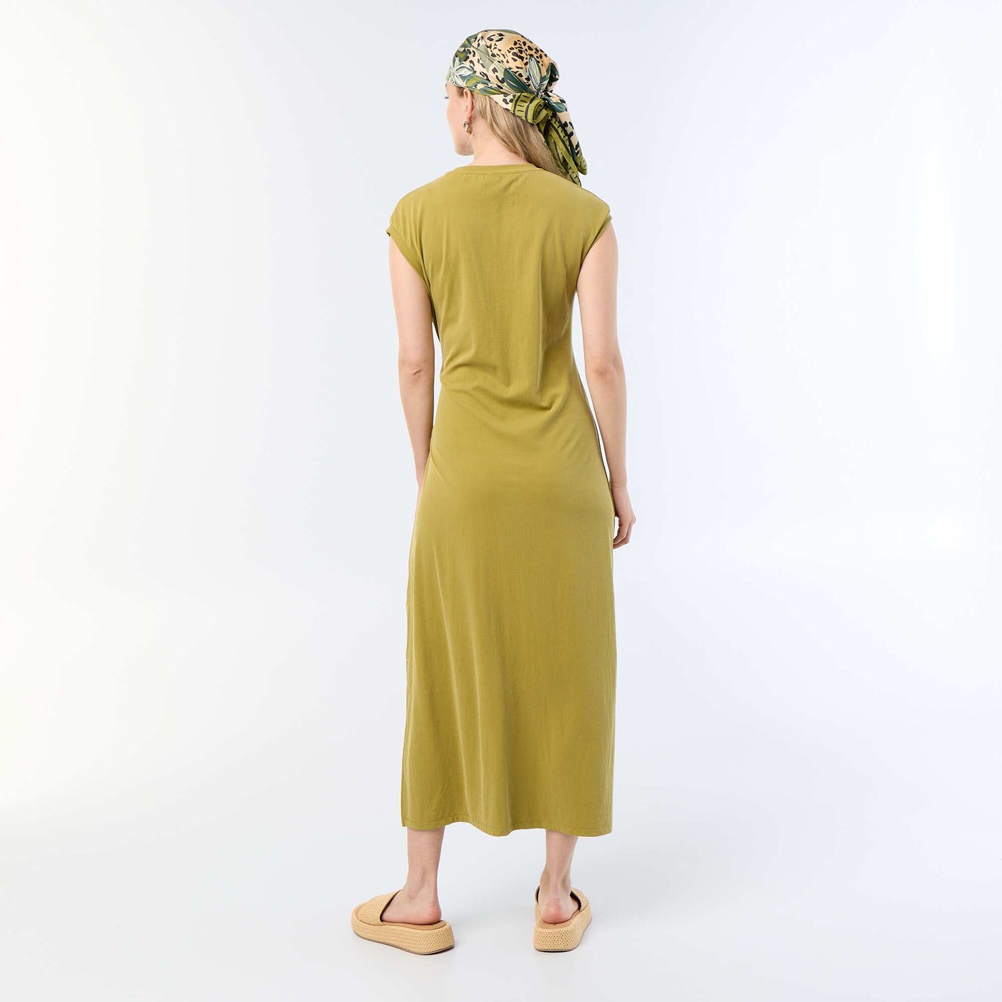 Tie-waist long dress GREEN