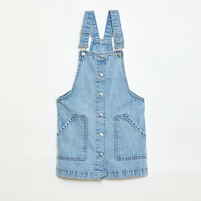 Denim Overalls Dress BLUE