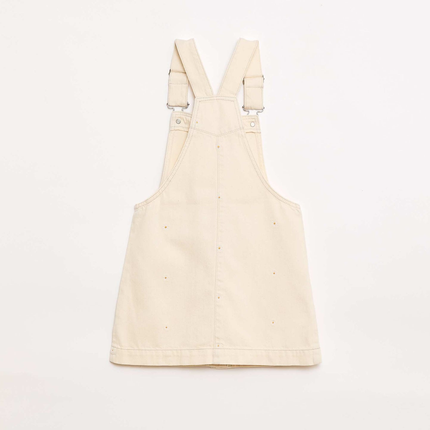 Embroidered Floral Short Overalls BEIGE
