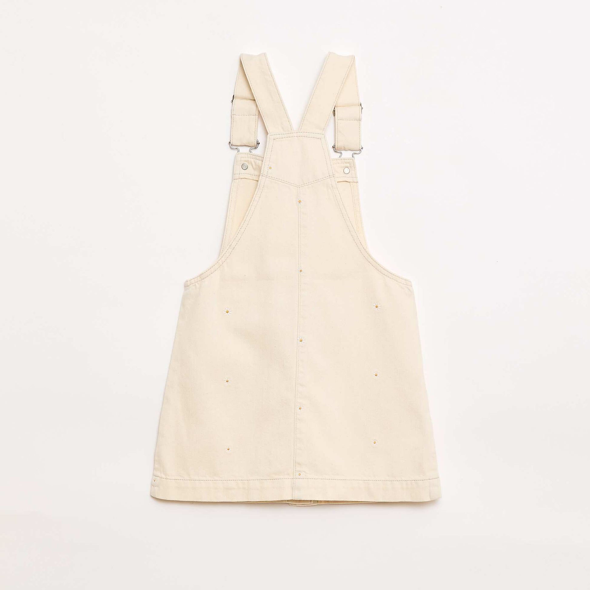Embroidered Floral Short Overalls BEIGE