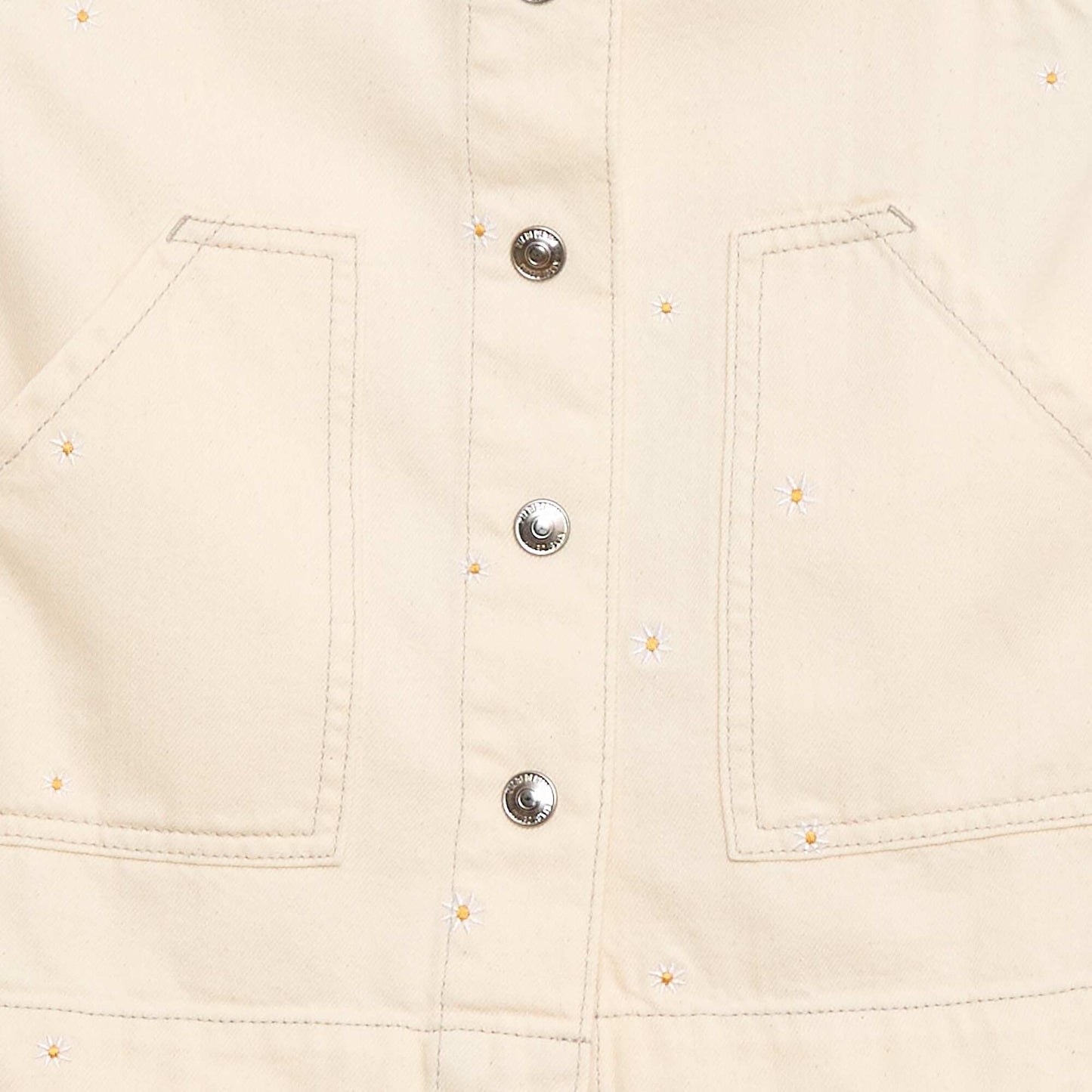 Embroidered Floral Short Overalls BEIGE